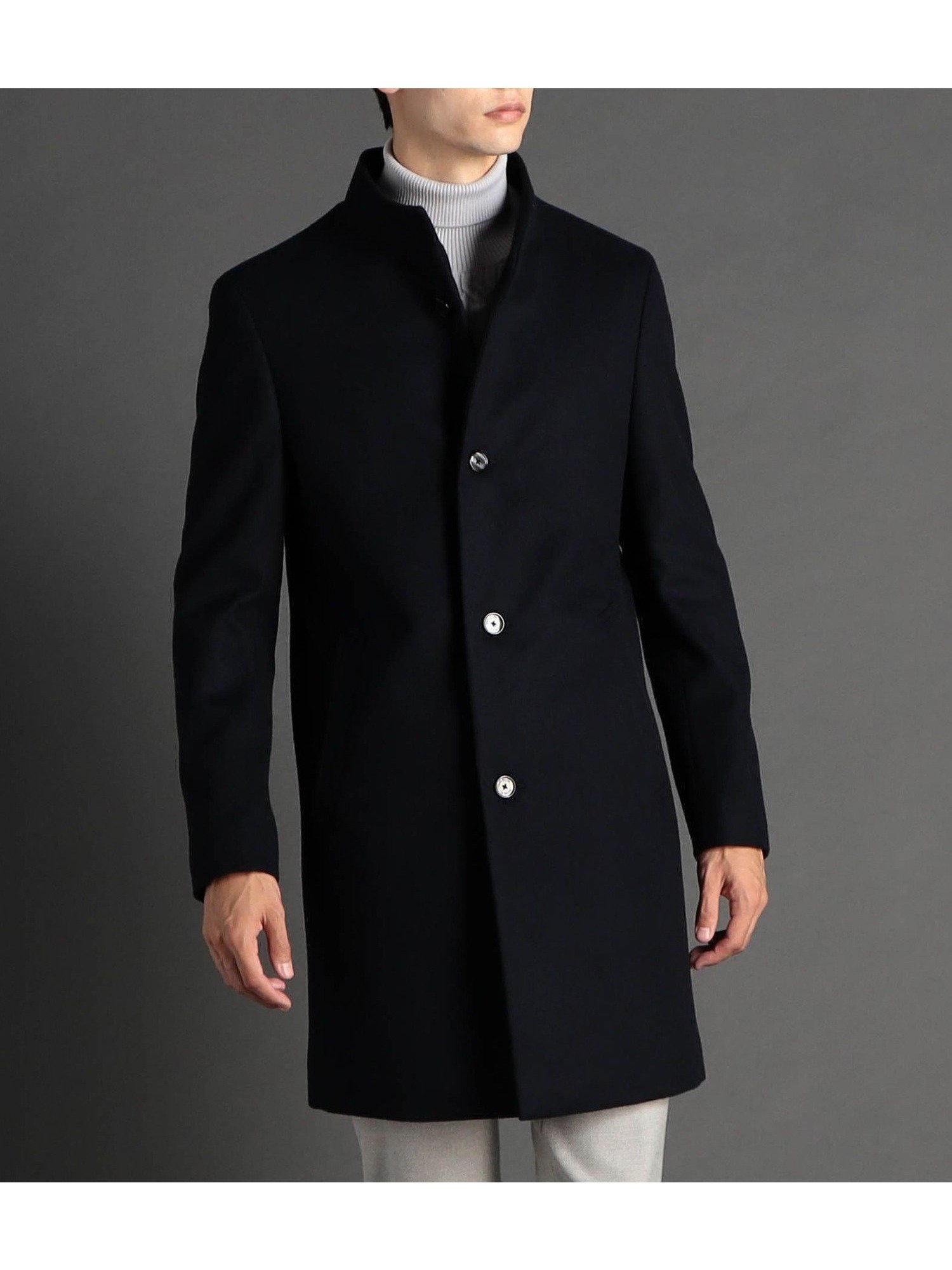 【ニコル/NICOLE / MEN】のウールビーバー スタンドカラーコート インテリア・キッズ・メンズ・レディースファッション・服の通販 founy(ファニー) 　ファッション　Fashion　メンズファッション　Fashion for Men　スタイリッシュ　Stylish, Fashionable　スタンド　Stand Collar, Upright Stand　スマート　Smart, Elegant　ポケット　Pocket, Pocket Detail　モダン　Modern, Contemporary　ロング　Long, Long-Length　エレガント 上品　Elegant　67ネイビー|ID: prp329100004790997 ipo3291000000035129206