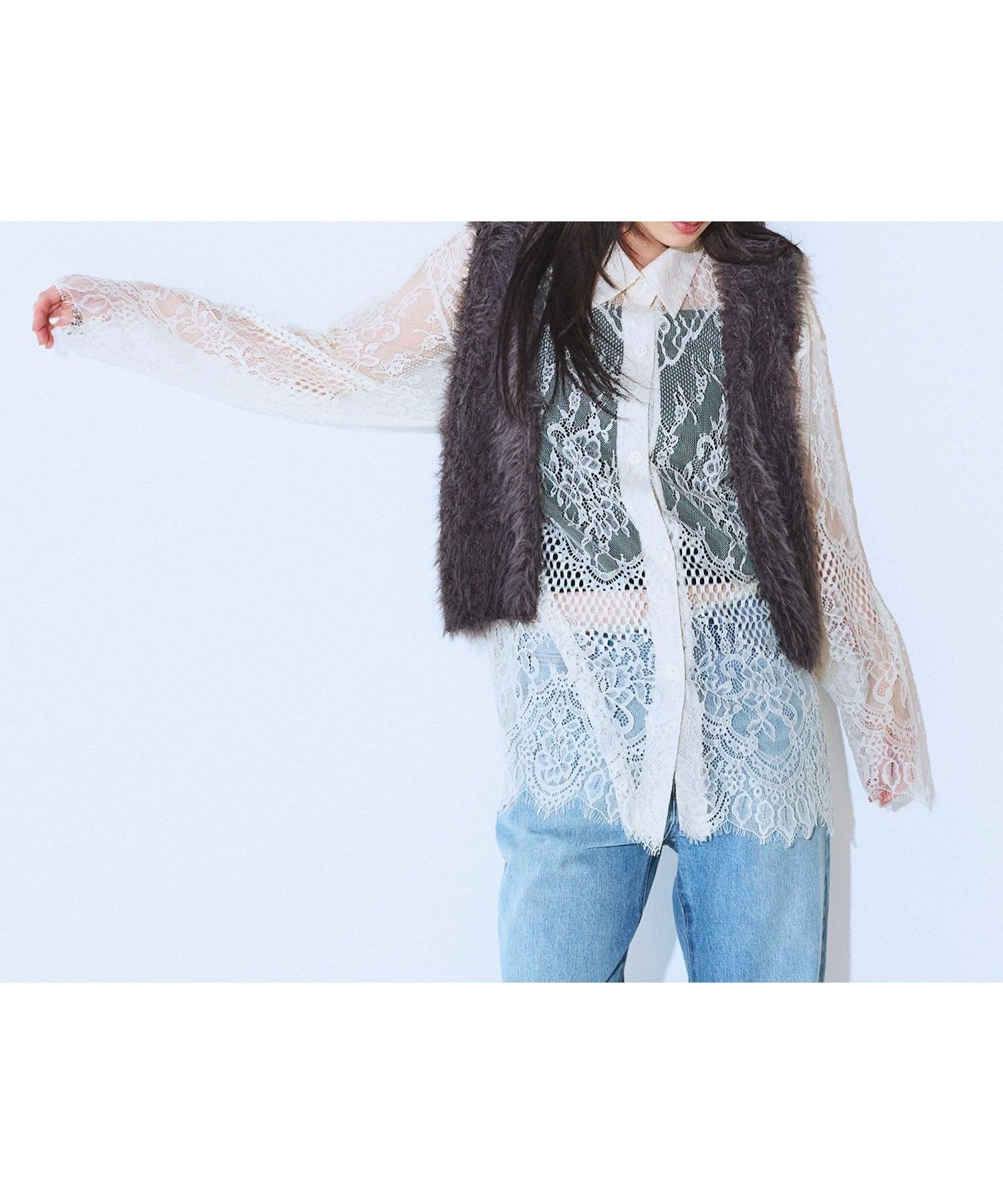 【ジーナシス/JEANASiS】のスラブニットファーベスト インテリア・キッズ・メンズ・レディースファッション・服の通販 founy(ファニー) 　ファッション　Fashion　レディースファッション　Fashion for Women　アウター　Coat / Outerwear Collection　トップス・カットソー　Cut & Sew Tops　ニット　Knit Tops & Sweaters　ベスト&ジレ / 重ね着スタイル　Vests & Gilets　おすすめ　Recommended / Our Picks　とろみ　Fluid, Flowy Fabric　クラシカル　Classical, Vintage-Inspired　デニム　Denim, Jeans Material　フロント　Front, Front Design　ベスト　Vest, Waistcoat　ボヘミアン　Bohemian, Ethnic Style　ライダース　Riders　グレー|ID: prp329100004790999 ipo3291000000034764301