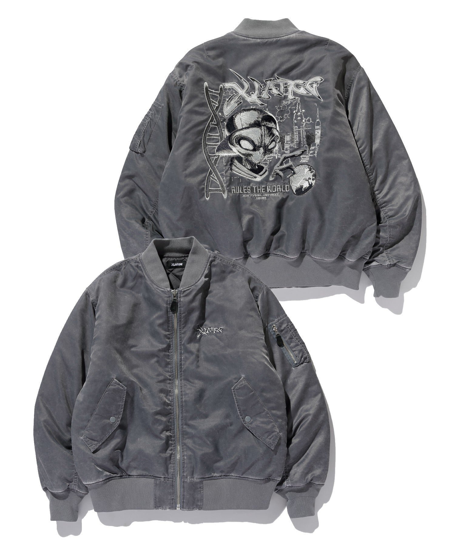 【エクストララージ/XLARGE】のSNOW WASH MA-1 インテリア・キッズ・メンズ・レディースファッション・服の通販 founy(ファニー) 　ファッション　Fashion　レディースファッション　Fashion for Women　アウター　Coat / Outerwear Collection　MA-1ジャケット　MA-1 Bomber Jackets / Flight Jackets　ジーンズ　Jeans, Denim Pants　ベーシック　Basic, Essential　GREY|ID: prp329100004791017 ipo3291000000034764386