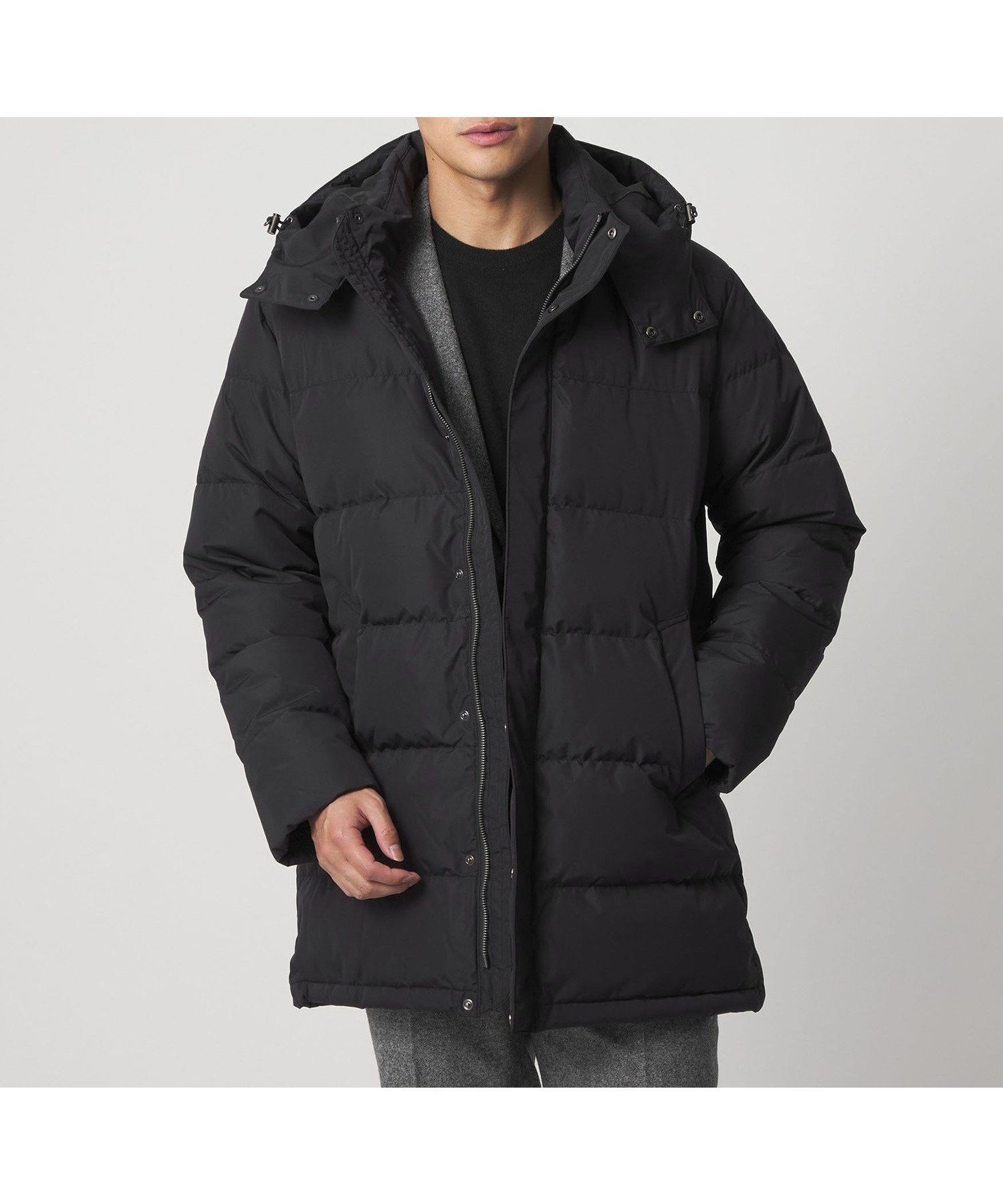 【ユナイテッドアローズ/UNITED ARROWS / MEN】のフーデッド ミドル ダウンブルゾン-撥水・防風- A DAY IN THE LIFE インテリア・キッズ・メンズ・レディースファッション・服の通販 founy(ファニー) 　ファッション　Fashion　メンズファッション　Fashion for Men　軽量　Lightweight, Ultra Light　ジャケット　Jacket, Outerwear　タフタ　Taffeta, Structured Fabric　ダウン　Down, Puffer　トレンド　Trend, Trending Now　定番　Standard, Basic Item　バランス　Balance, Style Balance　フェザー　Feather, Feather Detail　ブルゾン　Blouson, Bomber Jacket　ベーシック　Basic, Essential　ミドル　Middle Length, Mid Height　冬　Winter / This Winter　アウトレット　Outlet / Clearance　ビジネス 仕事 通勤　Business / Work / Commuting　BLACK|ID: prp329100004791036 ipo3291000000034868146