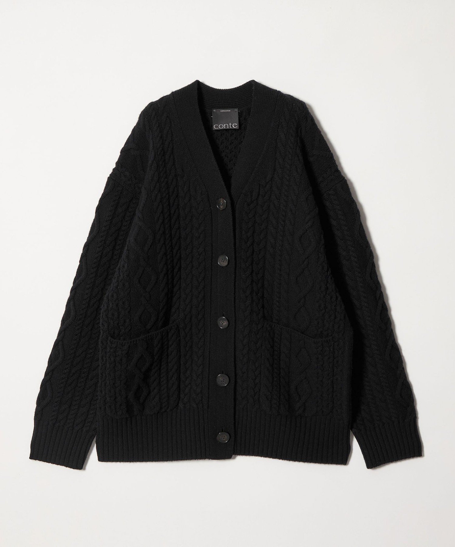 【ユナイテッドアローズ/UNITED ARROWS】のconte ケーブル ローゲージ Vネックカーディガン インテリア・キッズ・メンズ・レディースファッション・服の通販 founy(ファニー) 　ファッション　Fashion　レディースファッション　Fashion for Women　トップス・カットソー　Cut & Sew Tops　カーディガン・羽織り　Layered Style Cardigans　Vネックトップス　V-Neck Tops / V-Cut Neckline Shirts　おすすめ　Recommended / Our Picks　カーディガン　Cardigan, Knitwear　フロント　Front, Front Design　ボトム　Bottoms, Lower Wear　BLACK|ID: prp329100004791110 ipo3291000000034820197