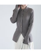 【テチチ/Te chichi】のリブポロカラーニットカーディガン《2025spring catalog item》 チャコールグレー|ID: prp329100004791125 ipo3291000000034764832