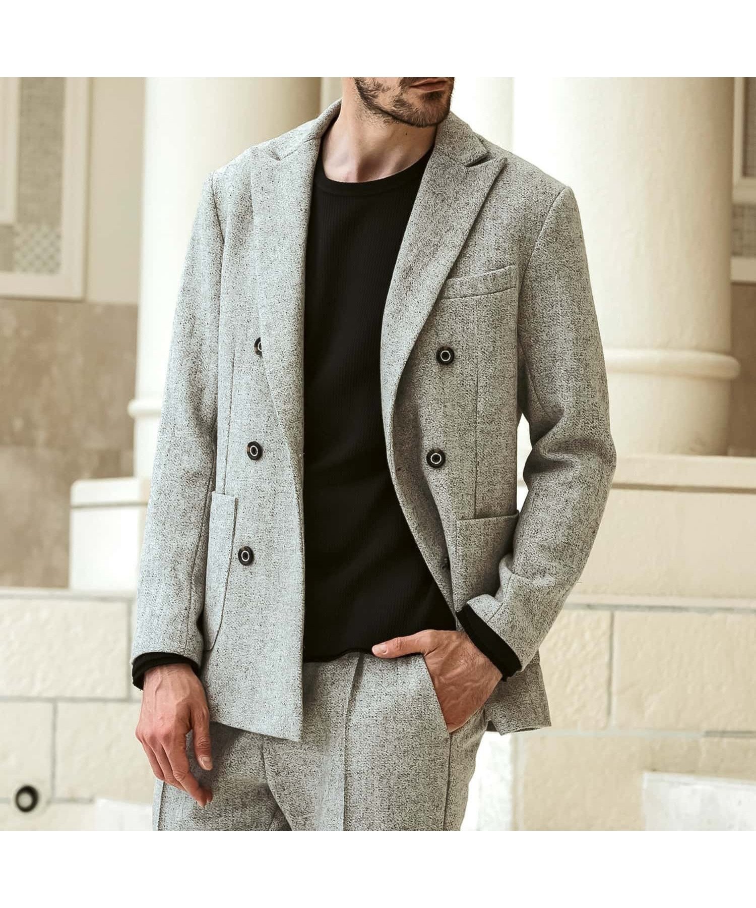 【シフォン/SHIFFON / MEN】の1PIU1UGUALE3 RELAXクラシックダブルジャケット 人気、トレンドファッション・服の通販 founy(ファニー) ファッション Fashion メンズファッション Fashion for Men カットソー Cut and Sewn Top クラシック Classic, Timeless Style スマート Smart, Elegant スラックス Slacks, Dress Pants セットアップ Set-Up, Coordinated Outfit ドレス Dress, One-Piece ハイネック High Neck, Mock Neck ミックス Mix, Mixed Style メランジ Melange, Mixed Yarn リラックス Relax, Relaxed Fit エレガント 上品 Elegant other-1|ID: prp329100004791203 ipo3291000000034765106