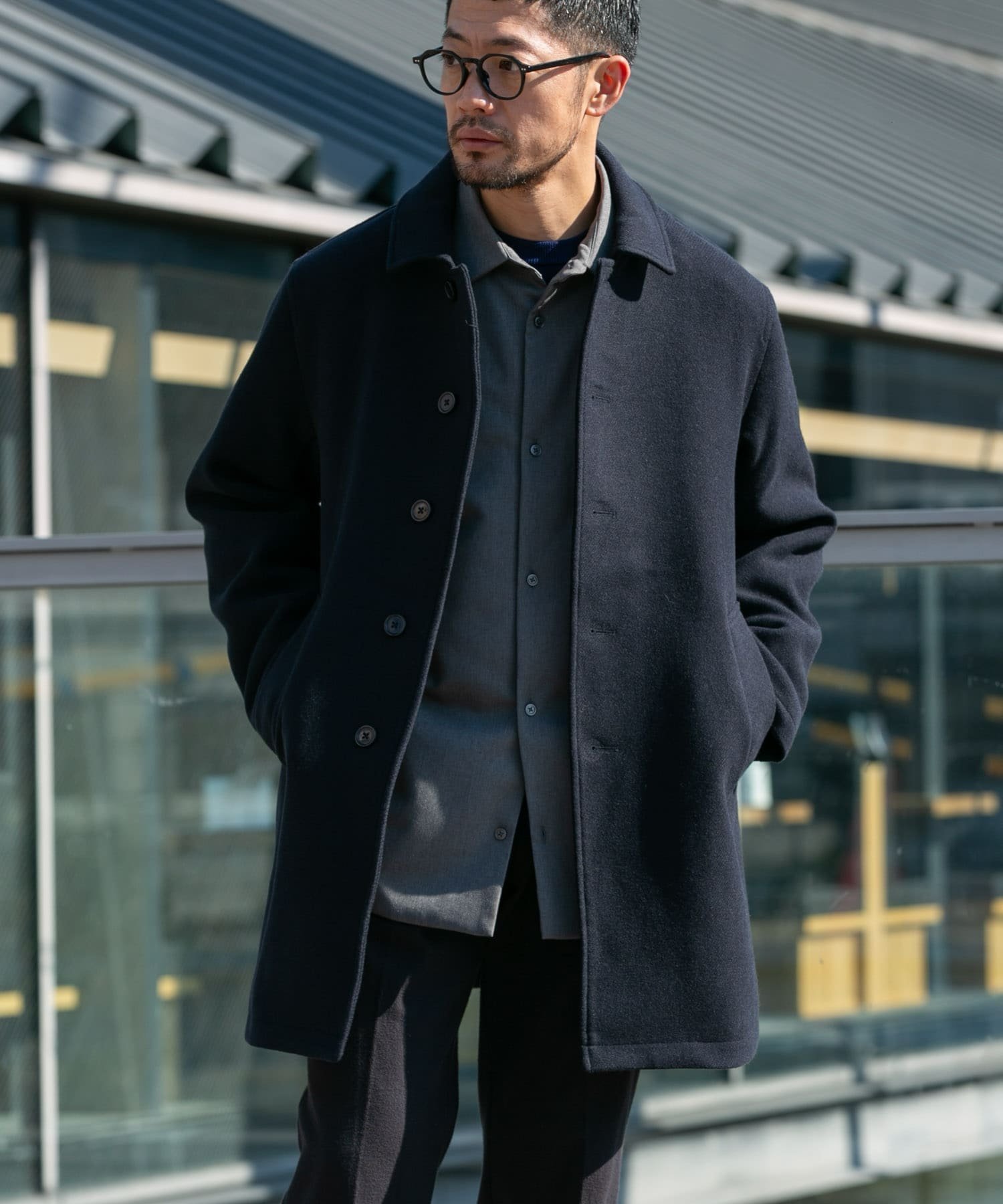 【アーバンリサーチ ロッソ/URBAN RESEARCH ROSSO / MEN】の『XLサイズあり』light meltonステンカラーコート インテリア・キッズ・メンズ・レディースファッション・服の通販 founy(ファニー) 　ファッション　Fashion　メンズファッション　Fashion for Men　クラシック　Classic, Timeless Style　軽量　Lightweight, Ultra Light　シューズ　Shoes, Footwear　シンプル　Simple, Minimal　スーツ　Suit, Formalwear　フィット　Fit, Slim Fit　フォーマル　Formal, Dressy　ポケット　Pocket, Pocket Detail　メルトン　Melton, Heavy Wool　リアル　Real, Realistic　リラックス　Relax, Relaxed Fit　A/W・秋冬　Autumn/Winter　冬　Winter / This Winter　おすすめ　Recommended / Our Picks　エレガント 上品　Elegant　2025年　2025　2025-2026秋冬・A/W　Autumn/Winter 2025–26 AW25–26　ネイビー|ID: prp329100004791211 ipo3291000000034765151