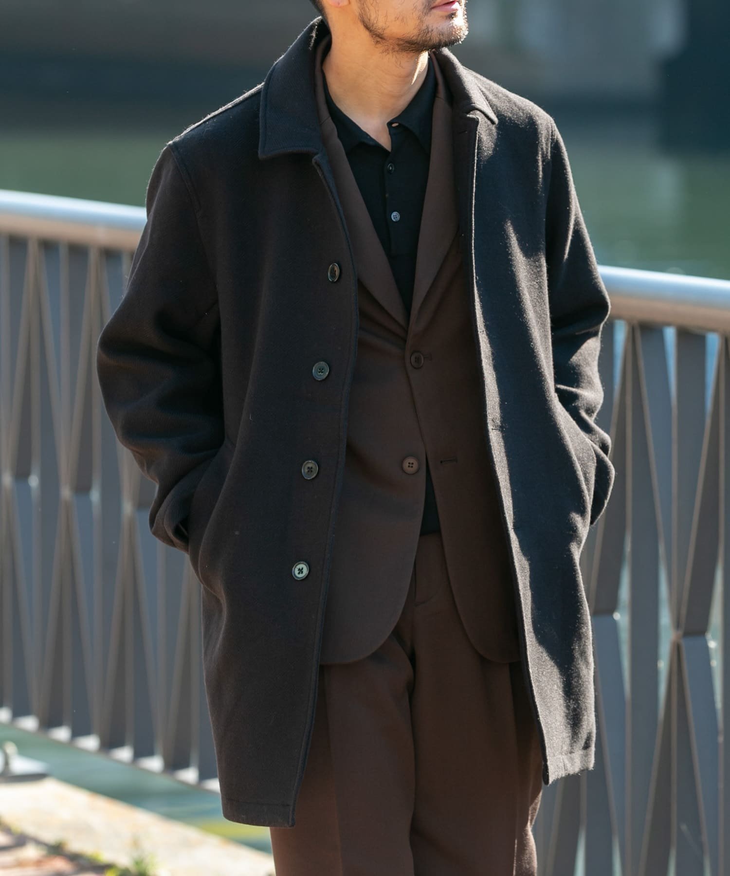 【アーバンリサーチ ロッソ/URBAN RESEARCH ROSSO / MEN】の『XLサイズあり』light meltonステンカラーコート インテリア・キッズ・メンズ・レディースファッション・服の通販 founy(ファニー) 　ファッション　Fashion　メンズファッション　Fashion for Men　クラシック　Classic, Timeless Style　軽量　Lightweight, Ultra Light　シューズ　Shoes, Footwear　シンプル　Simple, Minimal　スーツ　Suit, Formalwear　フィット　Fit, Slim Fit　フォーマル　Formal, Dressy　ポケット　Pocket, Pocket Detail　メルトン　Melton, Heavy Wool　リアル　Real, Realistic　リラックス　Relax, Relaxed Fit　A/W・秋冬　Autumn/Winter　冬　Winter / This Winter　おすすめ　Recommended / Our Picks　エレガント 上品　Elegant　2025年　2025　2025-2026秋冬・A/W　Autumn/Winter 2025–26 AW25–26　ブラック|ID: prp329100004791211 ipo3291000000034765152