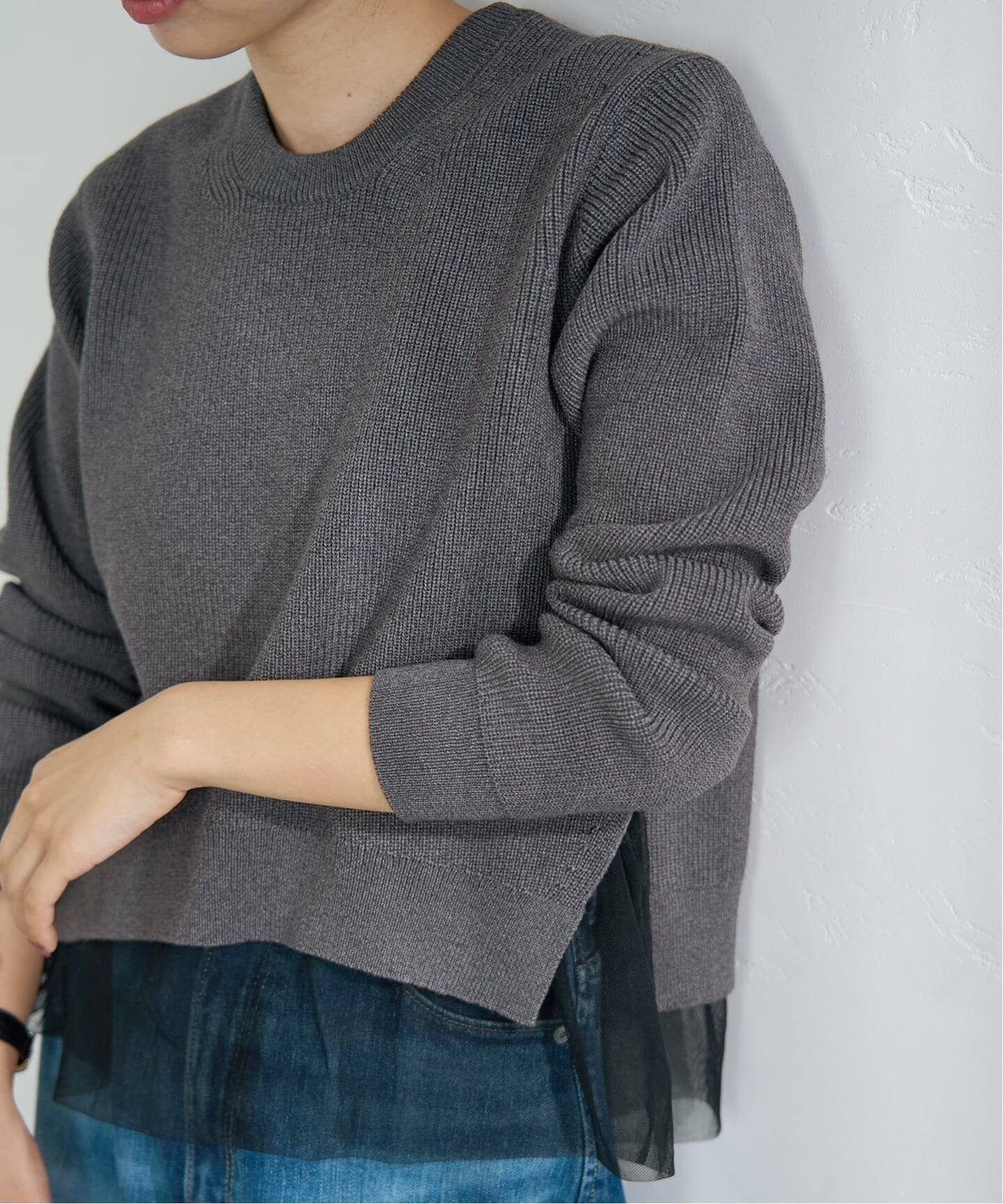 【イエナ/IENA】のチュールハーフリブプルオーバー 人気、トレンドファッション・服の通販 founy(ファニー) ファッション Fashion レディースファッション Fashion for Women トップス・カットソー Cut & Sew Tops カジュアルプルオーバー・ニットトップス Pullovers & Knit Tops / Casual Pullovers 2025年 2025 2025-2026秋冬・A/W Autumn/Winter 2025–26 AW25–26 シンプル Simple, Minimal スマート Smart, Elegant チュール Tulip, Tulip Motif ボトム Bottoms, Lower Wear エレガント 上品 Elegant other-1|ID: prp329100004791226 ipo3291000000034820591