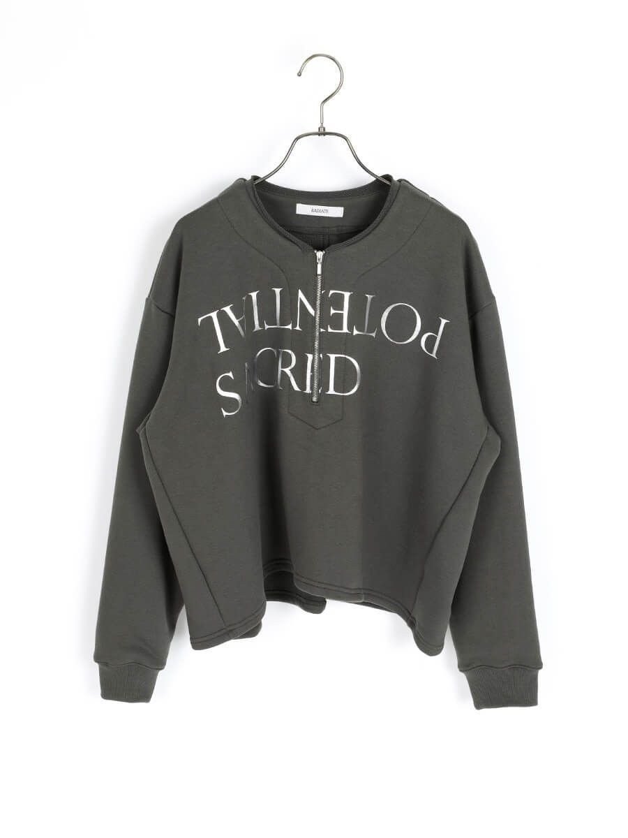 【ラシュッド/LASUD】のロゴプリントハーフジップスエット インテリア・キッズ・メンズ・レディースファッション・服の通販 founy(ファニー) ファッション Fashion レディースファッション Fashion for Women おすすめ Recommended / Our Picks ショート Short, Short Length ジップ Zip, Zipper バランス Balance, Style Balance フロント Front, Front Design チャコールグレー|ID: prp329100004791267 ipo3291000000034765348