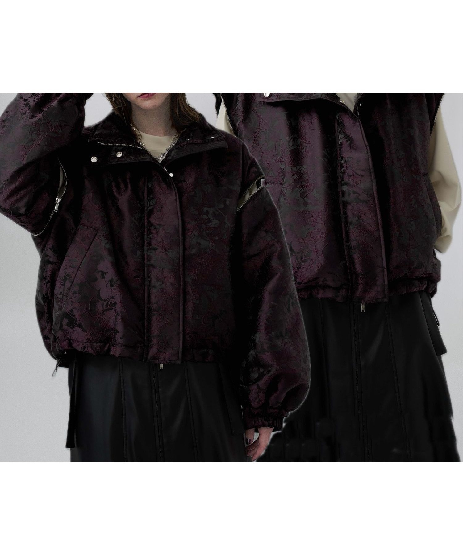 【ハレ/HARE】の2WAYエアサーマルジャガードブルゾン インテリア・キッズ・メンズ・レディースファッション・服の通販 founy(ファニー) 　ファッション　Fashion　レディースファッション　Fashion for Women　アウター　Coat / Outerwear Collection　ブルゾンジャケット・スポーティアウター　Blouson Jackets　ウェーブ　Wavy Pattern　ショート　Short, Short Length　スタンド　Stand Collar, Upright Stand　ストレート　Straight, Straight Cut　スニーカー　Sneakers, Trainers　スリム　Slim, Slim Fit　フラワー　Flower, Floral　ブルゾン　Blouson, Bomber Jacket　ベスト　Vest, Waistcoat　ベロア　Velour, Soft Velvet　マフラー　Scarf, Muffler　ワイド　Wide, Wide Fit　おすすめ　Recommended / Our Picks　ボルドー37|ID: prp329100004791367 ipo3291000000034797476