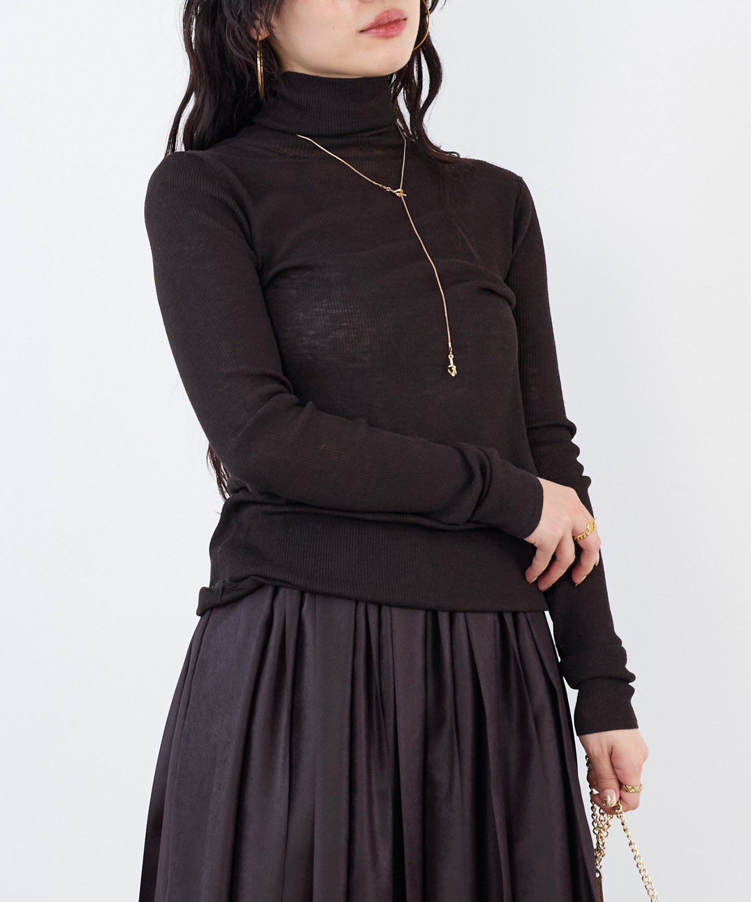 【マイカ ディール/MICA & DEAL】のシアーリブタートルネックプルオーバー インテリア・キッズ・メンズ・レディースファッション・服の通販 founy(ファニー) ファッション Fashion レディースファッション Fashion for Women トップス・カットソー Cut & Sew Tops カジュアルプルオーバー・ニットトップス Pullovers & Knit Tops / Casual Pullovers タートルネック・ハイネックトップス Turtlenecks & High-Neck Tops インナー Innerwear 秋 Autumn シアー Sheer, See-Through ジャケット Jacket, Outerwear D/BROWN|ID: prp329100004791420 ipo3291000000034765955