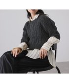 【アダム エ ロペ/ADAM ET ROPE'】の【サステナブル】ケーブルハーフスリーブニット チャコール(06)|ID: prp329100004791432 ipo3291000000034766009