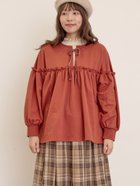 【サマンサモスモス/Samansa Mos2】のミニ裏毛切替ギャザープルオーバー オレンジ|ID: prp329100004791474 ipo3291000000034766171