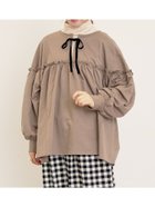 【サマンサモスモス/Samansa Mos2】のミニ裏毛切替ギャザープルオーバー モカ|ID: prp329100004791474 ipo3291000000034766172