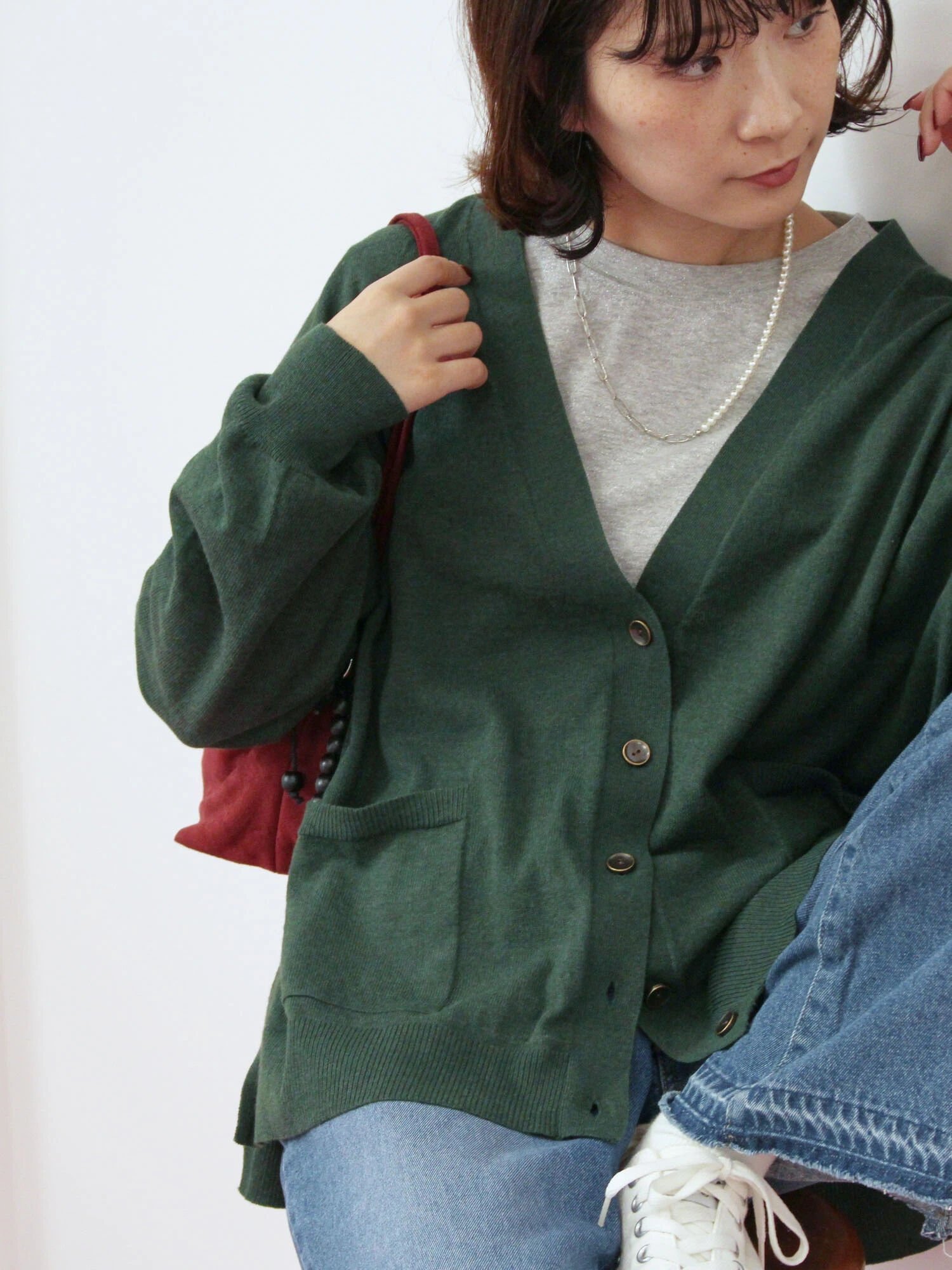 【サマンサモスモス/Samansa Mos2】のマルチスタイルVネックカーディガン インテリア・キッズ・メンズ・レディースファッション・服の通販 founy(ファニー) ファッション Fashion レディースファッション Fashion for Women トップス・カットソー Cut & Sew Tops カーディガン・羽織り Layered Style Cardigans Vネックトップス V-Neck Tops / V-Cut Neckline Shirts カーディガン Cardigan, Knitwear シンプル Simple, Minimal グリーン|ID: prp329100004791793 ipo3291000000034768701