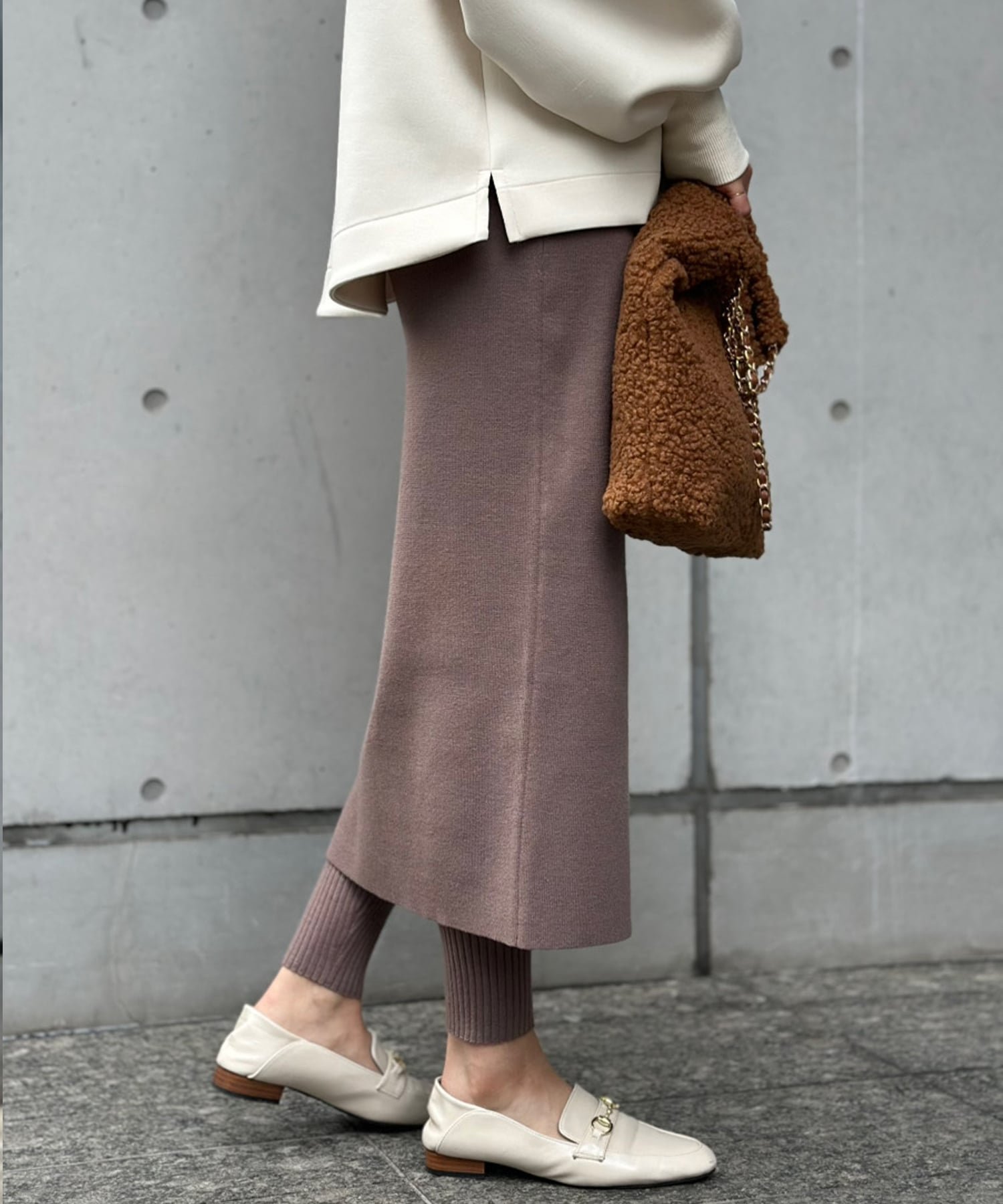 【スタイルドア/STYLEDOOR】の【冷え対策】レイヤードニットスカートパンツ インテリア・キッズ・メンズ・レディースファッション・服の通販 founy(ファニー) 　ファッション　Fashion　レディースファッション　Fashion for Women　スカート　Skirts　ドッキング　Docking, Mixed Material　レギンス　Leggings, Stretch Pants　モカ|ID: prp329100004791884 ipo3291000000034769172