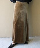 【セレクトモカ/SELECT MOCA】のベロアIラインロングスカート カーキ-450|ID: prp329100004791926 ipo3291000000034769514