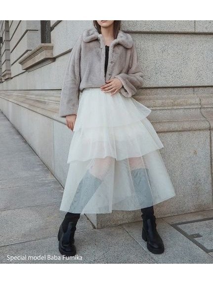 【スナイデル/SNIDEL】のチュールパニエスカート 人気、トレンドファッション・服の通販 founy(ファニー) 　ファッション　Fashion　レディースファッション　Fashion for Women　スカート　Skirts　エレガント 上品　Elegant　サテン　Satin, Glossy Fabric　シアー　Sheer, See-Through　ストレート　Straight, Straight Cut　スマート　Smart, Elegant　チュール　Tulip, Tulip Motif　トレンド　Trend, Trending Now　バランス　Balance, Style Balance　ロマンティック　Romantic, Feminine Style　ロング　Long, Long-Length　冬　Winter / This Winter　おすすめ　Recommended / Our Picks　 other-1|ID: prp329100004791928 ipo3291000000034769534