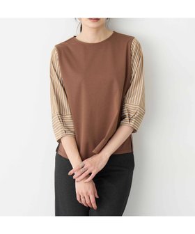 【エーシーデザインバイアルファキュービック/A/C DESIGN BY ALPHACUBIC】のドッキングプルオーバー 人気、トレンドファッション・服の通販 founy(ファニー) ファッション Fashion レディースファッション Fashion for Women トップス・カットソー Cut & Sew Tops カジュアルプルオーバー・ニットトップス Pullovers & Knit Tops / Casual Pullovers ストライプ Stripe, Striped Pattern スリーブ Sleeve, Long Sleeve / Short Sleeve ドッキング Docking, Mixed Material |ID:prp329100004791990