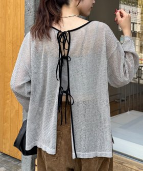 【チャオパニックティピー/CIAOPANIC TYPY】の前後2wayメランジシアーストライプリボンカーデ 人気、トレンドファッション・服の通販 founy(ファニー) ファッション Fashion レディースファッション Fashion for Women ガーリー Girly, Feminine Style キャミ Camisole, Cami Top シアー Sheer, See-Through シンプル Simple, Minimal ストライプ Stripe, Striped Pattern スラックス Slacks, Dress Pants スリット Slit, Slit Detail タンク Tank Top, Sleeveless Top デニム Denim, Jeans Material 長袖 Long Sleeve, Full Sleeve パイピング Piping, Trim Design リボン Ribbon, Bow おすすめ Recommended / Our Picks エレガント 上品 Elegant |ID:prp329100004792008