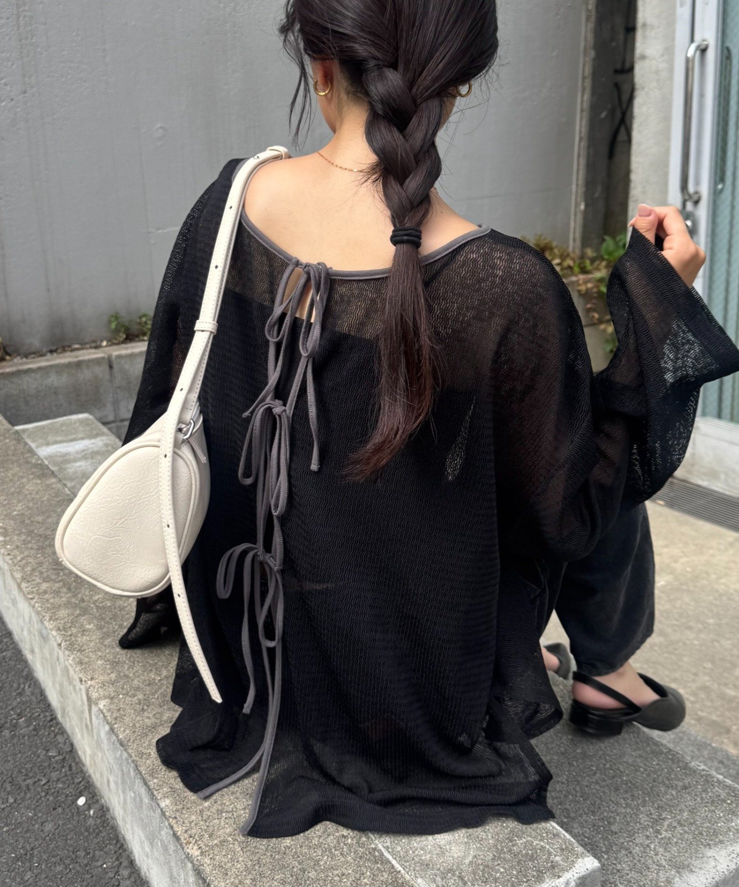 【チャオパニックティピー/CIAOPANIC TYPY】の前後2wayメランジシアーストライプリボンカーデ インテリア・キッズ・メンズ・レディースファッション・服の通販 founy(ファニー) 　ファッション　Fashion　レディースファッション　Fashion for Women　ガーリー　Girly, Feminine Style　キャミ　Camisole, Cami Top　シアー　Sheer, See-Through　シンプル　Simple, Minimal　ストライプ　Stripe, Striped Pattern　スラックス　Slacks, Dress Pants　スリット　Slit, Slit Detail　タンク　Tank Top, Sleeveless Top　デニム　Denim, Jeans Material　長袖　Long Sleeve, Full Sleeve　パイピング　Piping, Trim Design　リボン　Ribbon, Bow　おすすめ　Recommended / Our Picks　エレガント 上品　Elegant　ブラック|ID: prp329100004792008 ipo3291000000035025286