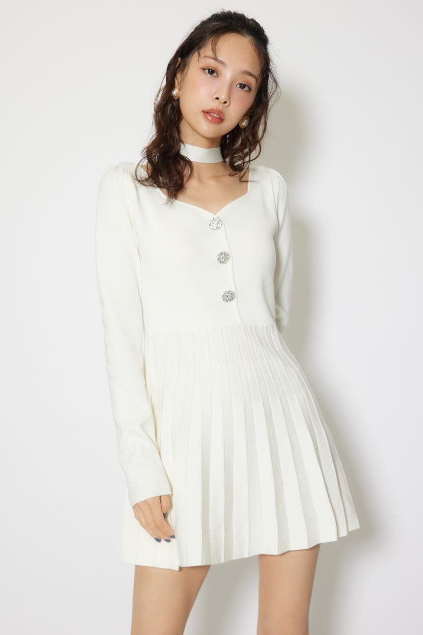 【リエンダ/rienda】のフロントビジュープリーツミニニットワンピース インテリア・キッズ・メンズ・レディースファッション・服の通販 founy(ファニー) ファッション Fashion レディースファッション Fashion for Women ワンピース Dresses ニットワンピース Knit Dresses エレガント 上品 Elegant コンパクト Compact, Small Size ショート Short, Short Length チョーカー Tulle, Mesh Fabric ビジュー Bijou, Jewel-like Accent フロント Front, Front Design プリーツ Pleats, Pleated リボン Ribbon, Bow ロング Long, Long-Length 再入荷 Restock / Back in Stock おすすめ Recommended / Our Picks WHT|ID: prp329100004792012 ipo3291000000035039461