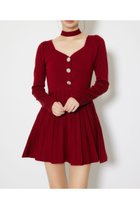 【リエンダ/rienda】のフロントビジュープリーツミニニットワンピース 人気、トレンドファッション・服の通販 founy(ファニー) ファッション Fashion レディースファッション Fashion for Women ワンピース Dresses ニットワンピース Knit Dresses エレガント 上品 Elegant コンパクト Compact, Small Size ショート Short, Short Length チョーカー Tulle, Mesh Fabric ビジュー Bijou, Jewel-like Accent フロント Front, Front Design プリーツ Pleats, Pleated リボン Ribbon, Bow ロング Long, Long-Length 再入荷 Restock / Back in Stock おすすめ Recommended / Our Picks thumbnail RED|ID: prp329100004792012 ipo3291000000035039463