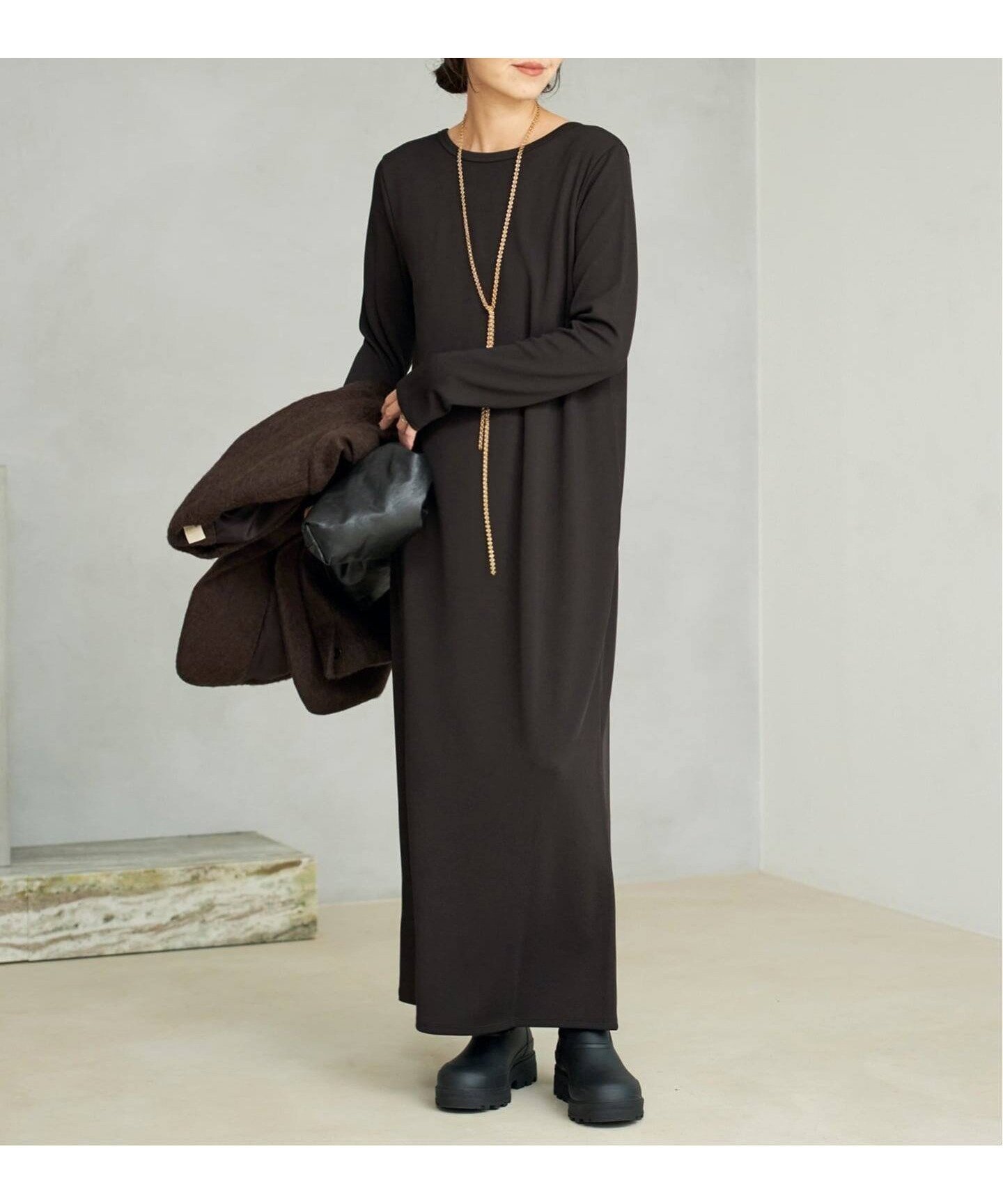 【プラージュ/Plage】の《追加 》Rib ロングスリーブ ワンピース 3 インテリア・キッズ・メンズ・レディースファッション・服の通販 founy(ファニー) 　ファッション　Fashion　レディースファッション　Fashion for Women　ワンピース　Dresses　シンプル　Simple, Minimal　スリーブ　Sleeve, Long Sleeve / Short Sleeve　ロング　Long, Long-Length　再入荷　Restock / Back in Stock　ブラウン B|ID: prp329100004792015 ipo3291000000034950461