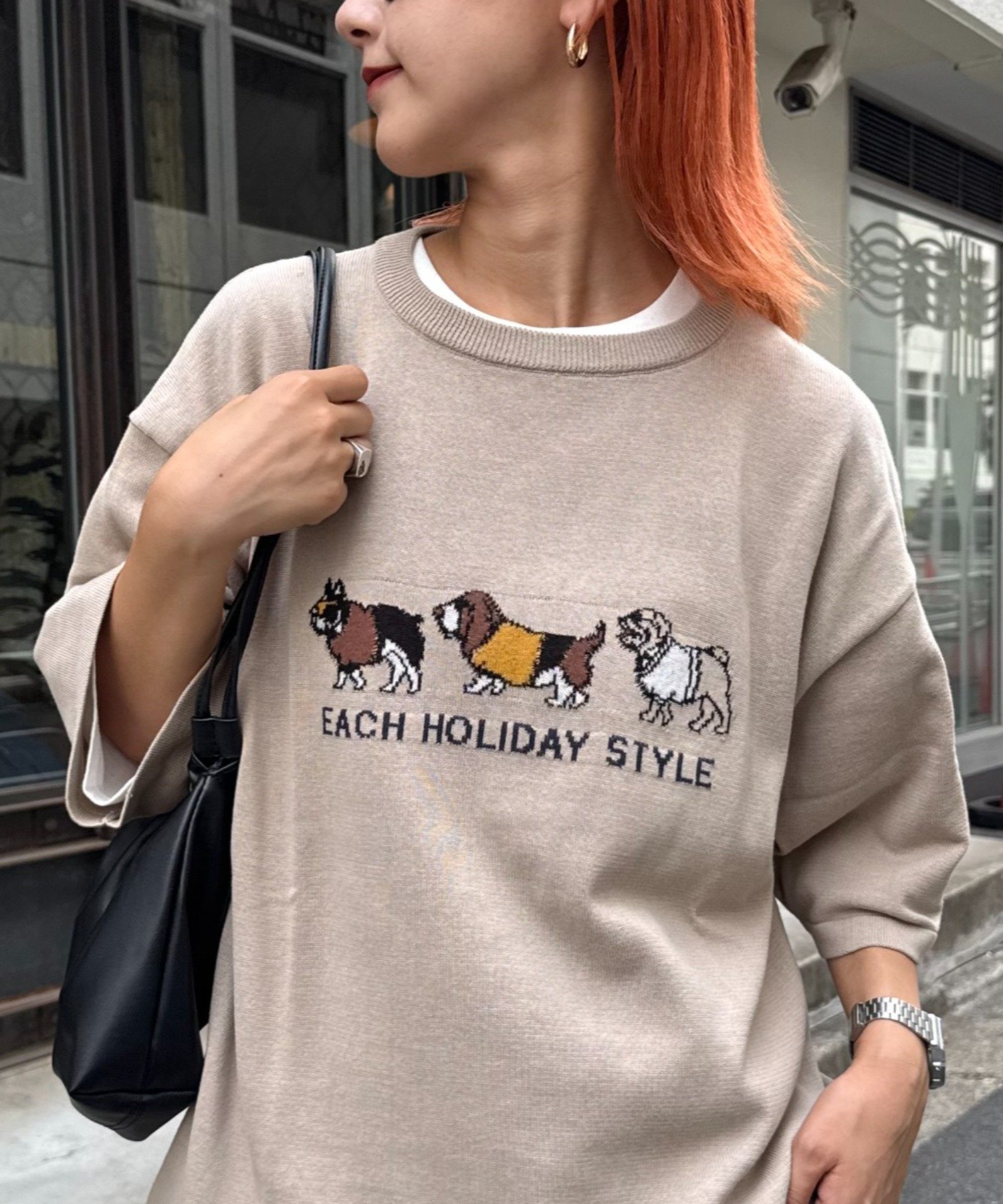 【チャオパニックティピー/CIAOPANIC TYPY】の【ユニセックス】アニマル柄犬サマーニット半袖Tシャツ インテリア・キッズ・メンズ・レディースファッション・服の通販 founy(ファニー) 　ファッション　Fashion　レディースファッション　Fashion for Women　トップス・カットソー　Cut & Sew Tops　ニット　Knit Tops & Sweaters　シャツ・ブラウス・オフィスカジュアル　Elegant Blouses & Button-Ups　ロングTシャツ・Tシャツ　Longline T-Shirts & Tees　アニマル　Animal Print　サマー　Summer, Summer Style　サングラス　Sunglasses, Shades　ショート　Short, Short Length　シンプル　Simple, Minimal　スラックス　Slacks, Dress Pants　デニム　Denim, Jeans Material　ボトム　Bottoms, Lower Wear　半袖　Short Sleeve, Half Sleeve　モチーフ　Motif, Design Theme　ロング　Long, Long-Length　ワイド　Wide, Wide Fit　おすすめ　Recommended / Our Picks　犬　Dog　ベージュ|ID: prp329100004792020 ipo3291000000034770187
