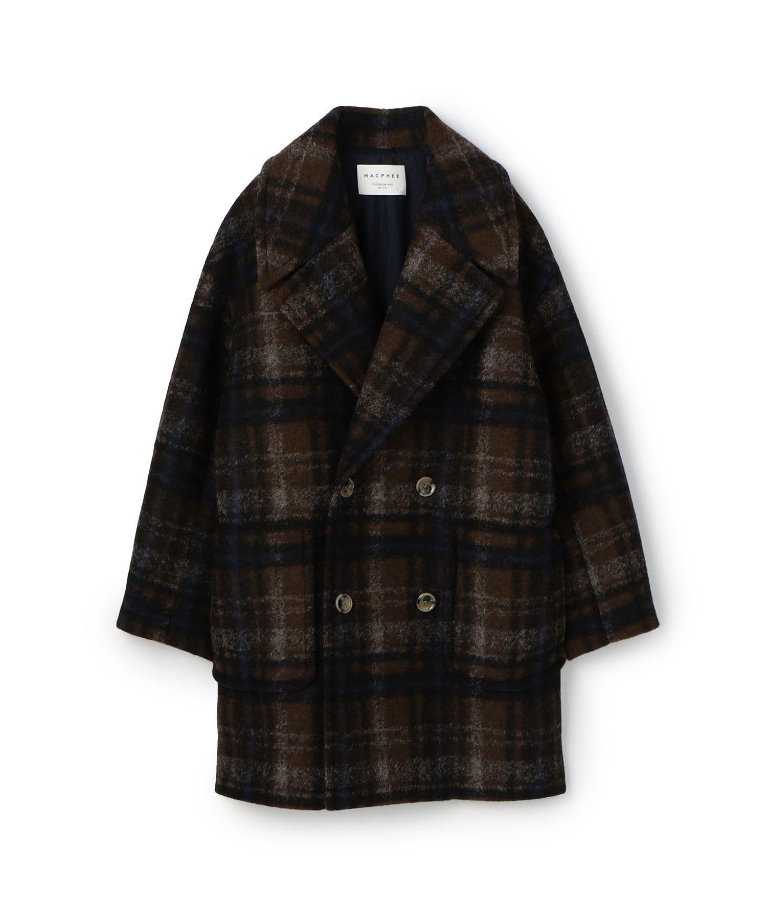 【トゥモローランド/TOMORROWLAND】のボンディングチェック ダブルブレストコート インテリア・キッズ・メンズ・レディースファッション・服の通販 founy(ファニー) 　ファッション　Fashion　レディースファッション　Fashion for Women　アウター　Coat / Outerwear Collection　コート・ロングコート・ピーコート　Long Coats, Peacoats & More　クラシカル　Classical, Vintage-Inspired　スリーブ　Sleeve, Long Sleeve / Short Sleeve　チェック　Check, Plaid, Tartan　ボンディング　Bonding, Bonded Fabric　メルトン　Melton, Heavy Wool　冬　Winter / This Winter　48 ダークブラウン系|ID: prp329100004792034 ipo3291000000034770280