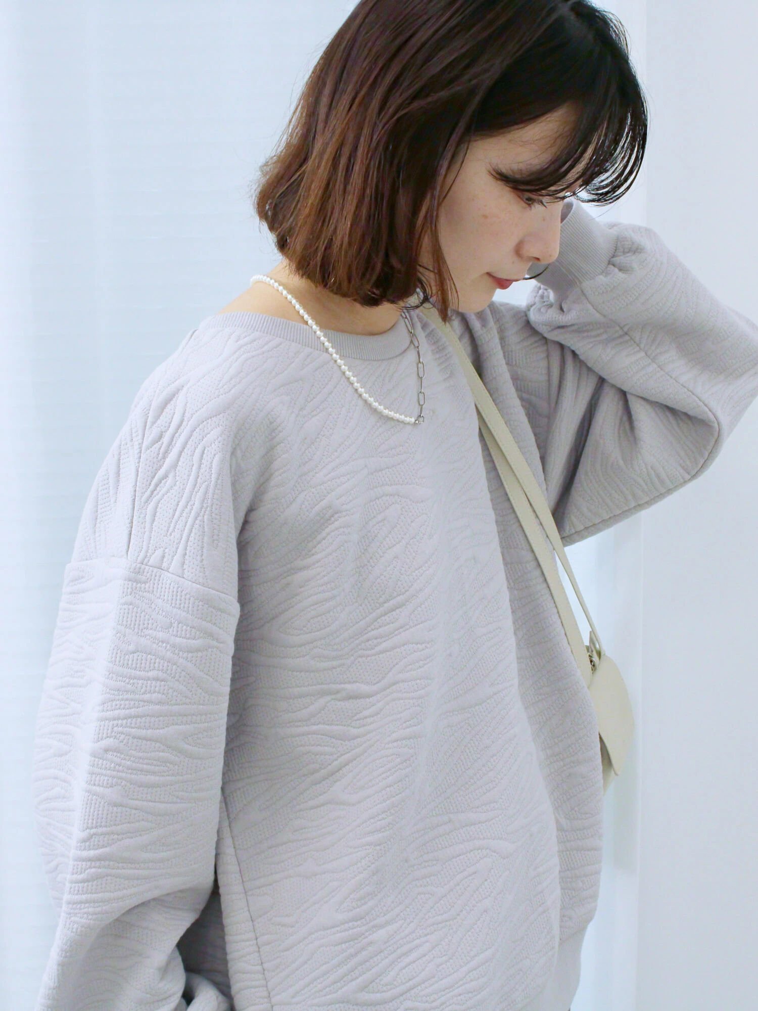 【サマンサモスモス/Samansa Mos2】のジャガードダンボールプルオーバー インテリア・キッズ・メンズ・レディースファッション・服の通販 founy(ファニー) ファッション Fashion レディースファッション Fashion for Women トップス・カットソー Cut & Sew Tops カジュアルプルオーバー・ニットトップス Pullovers & Knit Tops / Casual Pullovers ショルダー Shoulder, Shoulder Strap ドロップ Drop Shoulder, Dropped Style フィット Fit, Slim Fit Sグレー|ID: prp329100004792035 ipo3291000000034770291