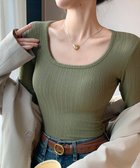 【ミニミニストア/miniministore】の長袖Tシャツ レディース スクエアネック カーキ|ID: prp329100004792044 ipo3291000000034889918