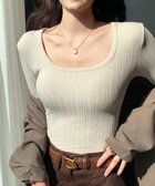 【ミニミニストア/miniministore】の長袖Tシャツ レディース スクエアネック ベージュ|ID: prp329100004792044 ipo3291000000034985295