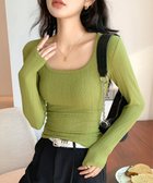 【ミニミニストア/miniministore】の長袖Tシャツ レディース スクエアネック グリーン|ID: prp329100004792044 ipo3291000000035035216