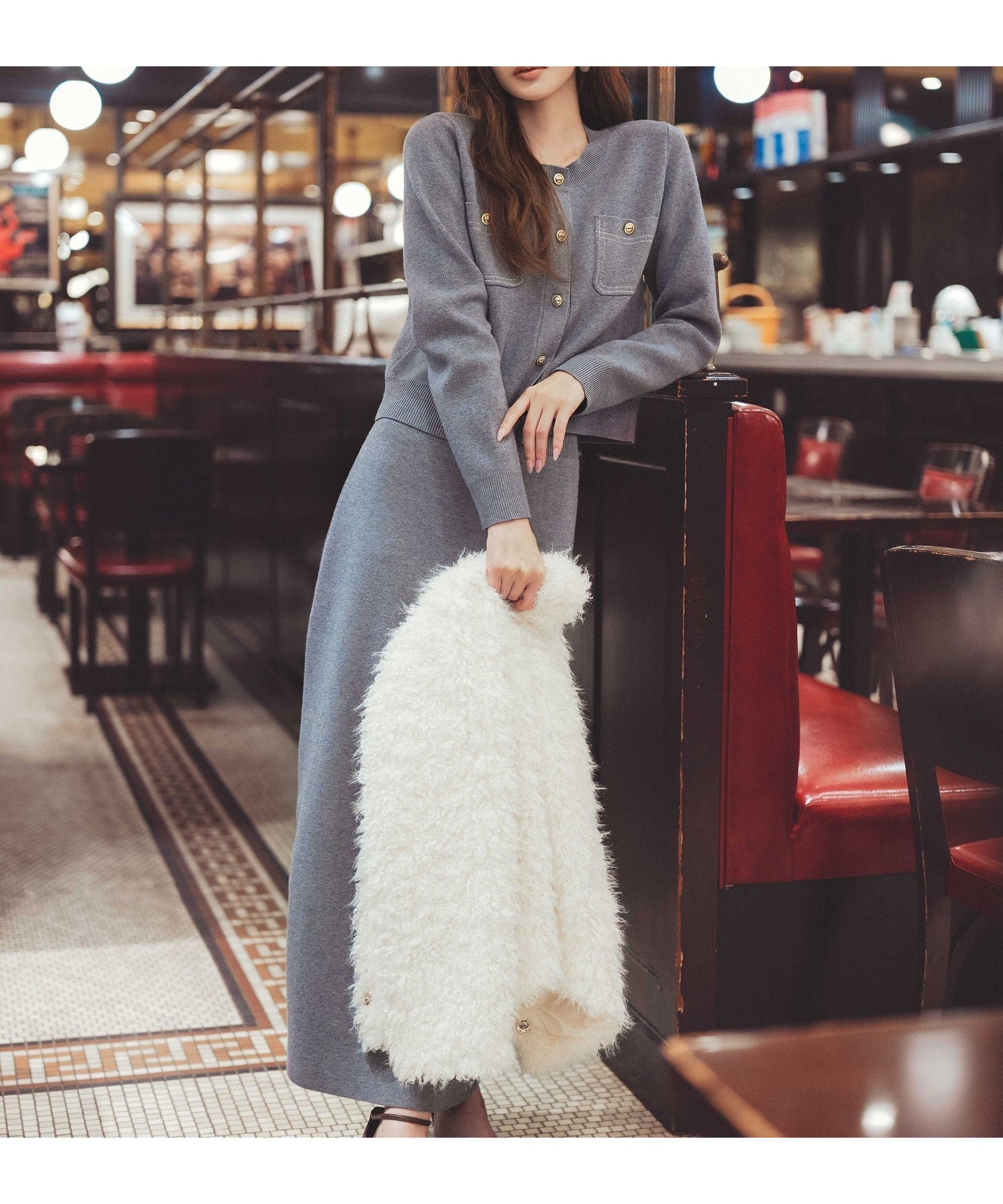 【プロポーション ボディドレッシング/PROPORTION BODY DRESSING】のステッチニットSETUP 25AW インテリア・キッズ・メンズ・レディースファッション・服の通販 founy(ファニー) 　ファッション　Fashion　レディースファッション　Fashion for Women　トップス・カットソー　Cut & Sew Tops　ニット　Knit Tops & Sweaters　2025年　2025　2025-2026秋冬・A/W　Autumn/Winter 2025–26 AW25–26　カーディガン　Cardigan, Knitwear　スリット　Slit, Slit Detail　センター　Center, Center Line　ベーシック　Basic, Essential　ポケット　Pocket, Pocket Detail　トップグレー1|ID: prp329100004792060 ipo3291000000034824193