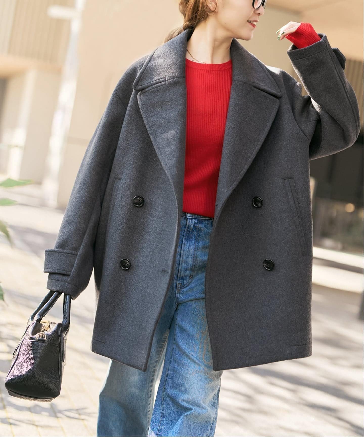 【スピック&スパン/Spick & Span】のS160ビーバーPコート インテリア・キッズ・メンズ・レディースファッション・服の通販 founy(ファニー) 　ファッション　Fashion　レディースファッション　Fashion for Women　アウター　Coat / Outerwear Collection　コート・ロングコート・ピーコート　Long Coats, Peacoats & More　Pコート　Pea Coats　なめらか　Smooth, Silky Texture　マニッシュ　Mannish, Boyish　エレガント 上品　Elegant　ビジネス 仕事 通勤　Business / Work / Commuting　グレー|ID: prp329100004792095 ipo3291000000034770658