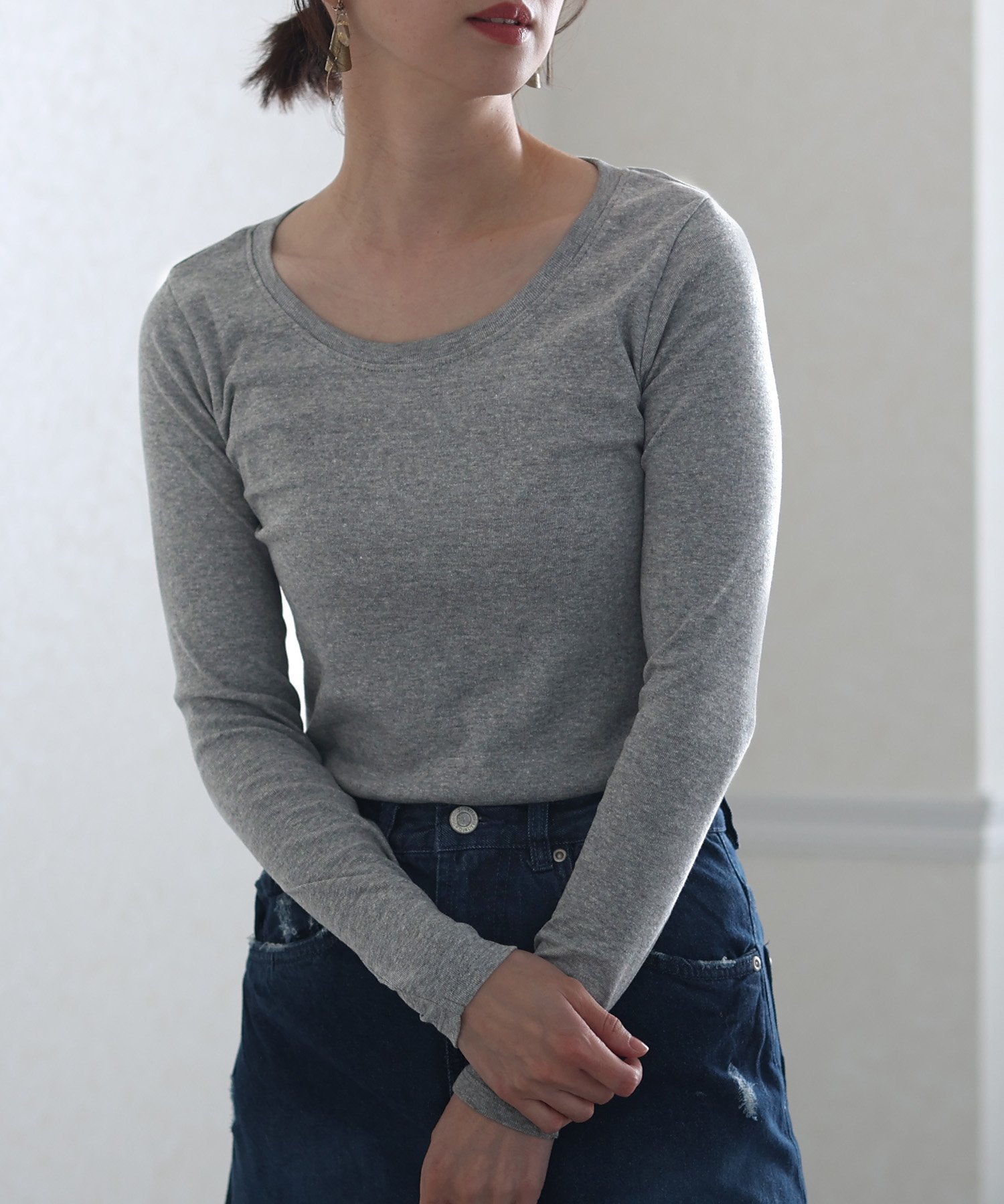 【プールヴー/PourVous】のフライス長袖Tシャツ カットソーきれいめトップス 長袖 ブラウス インテリア・キッズ・メンズ・レディースファッション・服の通販 founy(ファニー) 　ファッション　Fashion　レディースファッション　Fashion for Women　トップス・カットソー　Cut & Sew Tops　シャツ・ブラウス・オフィスカジュアル　Elegant Blouses & Button-Ups　ロングTシャツ・Tシャツ　Longline T-Shirts & Tees　カットソー・ベーシックTシャツ　Cut-and-Sewn Tops / Stretch Tees & Basics　カットソー　Cut and Sewn Top　長袖　Long Sleeve, Full Sleeve　杢グレー|ID: prp329100004792128 ipo3291000000034924972