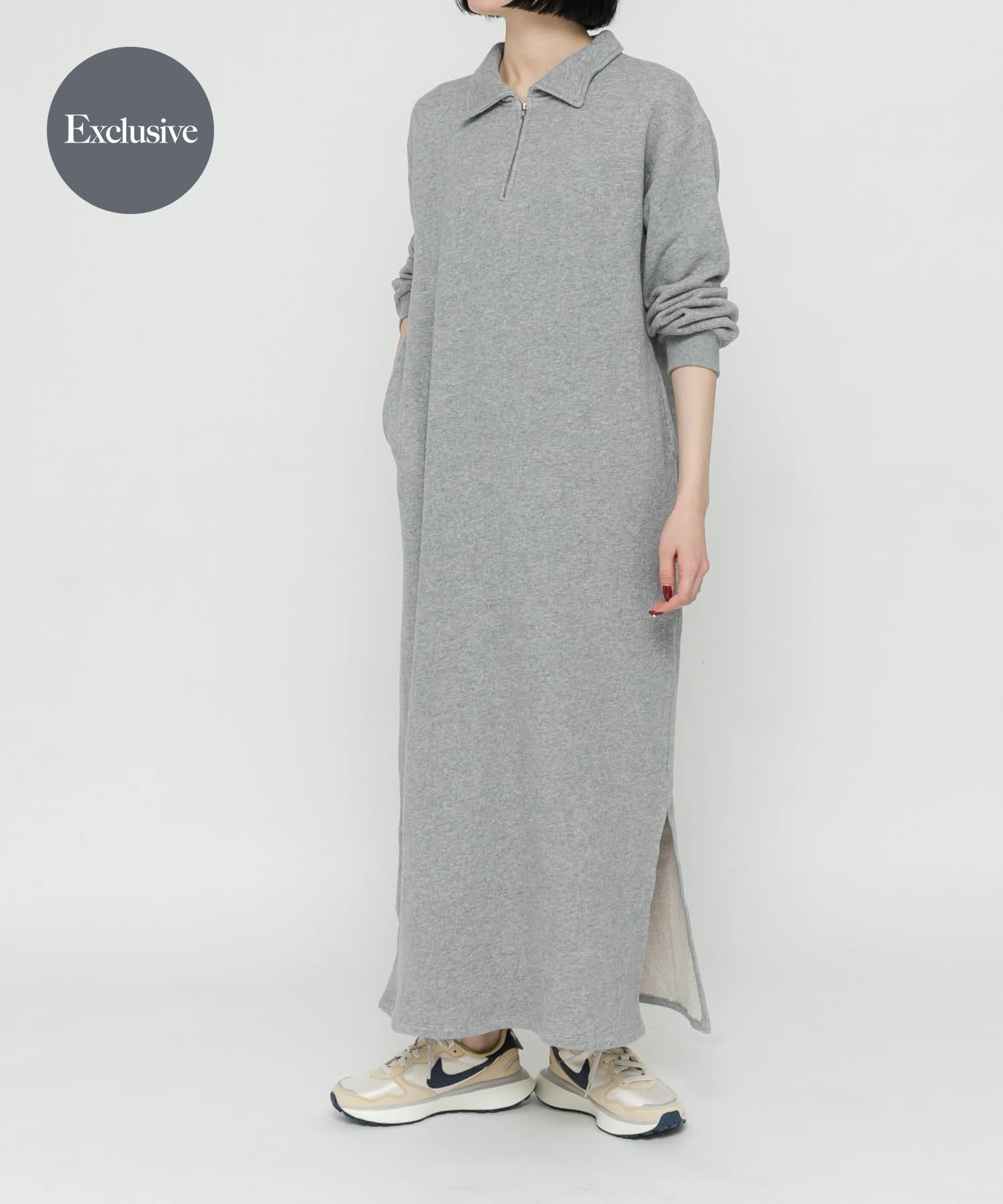 【アーバンリサーチ ドアーズ/URBAN RESEARCH DOORS】の『別注』Sports Wear×DOORS ハーフジップ長袖ワンピース インテリア・キッズ・メンズ・レディースファッション・服の通販 founy(ファニー) ファッション Fashion レディースファッション Fashion for Women ワンピース Dresses スポーツウェア Functional & Stylish Sportswear スポーツ ワンピース Athletic Dress / Tennis Dress 2024年 2024 2024春夏・S/S Spring/Summer 2024 SS24 スウェット / スエット Sweatshirt, Sweatwear スポーツ Sports, Activewear ラッセル Raschel, Raschel Lace 別注 Limited Edition, Custom Order 夏 Summer S/S・春夏 SS, Spring/Summer, Warm Season 長袖 Long Sleeve, Full Sleeve グレー|ID: prp329100004792129 ipo3291000000034770873