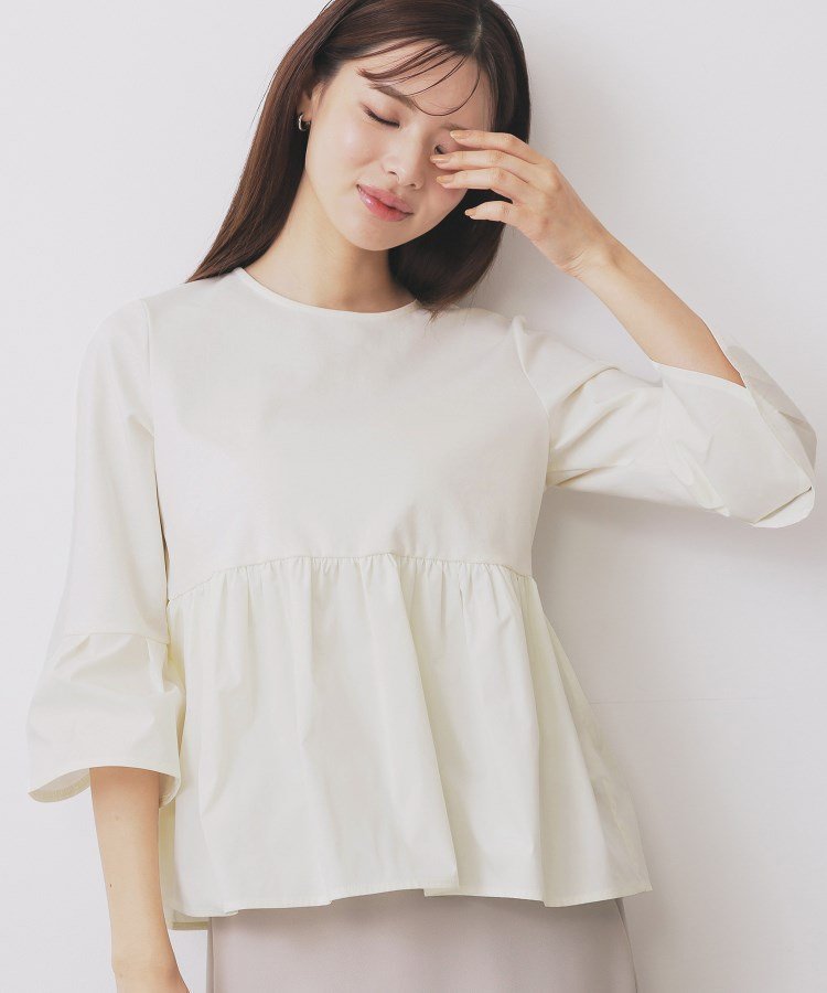 【インデックス/INDEX】のドッキングペプラムトップス【洗濯機洗い可】 人気、トレンドファッション・服の通販 founy(ファニー) 　ファッション　Fashion　レディースファッション　Fashion for Women　トップス・カットソー　Cut & Sew Tops　シンプル　Simple, Minimal　ストレッチ　Stretch, Stretchy Fabric　スマート　Smart, Elegant　スリーブ　Sleeve, Long Sleeve / Short Sleeve　ドッキング　Docking, Mixed Material　パール　Pearl, Pearl Accent　ペプラム　Peplum, Flared Hem　ラップ　Wrap, Wrap Design　 other-1|ID: prp329100004792160 ipo3291000000034879639