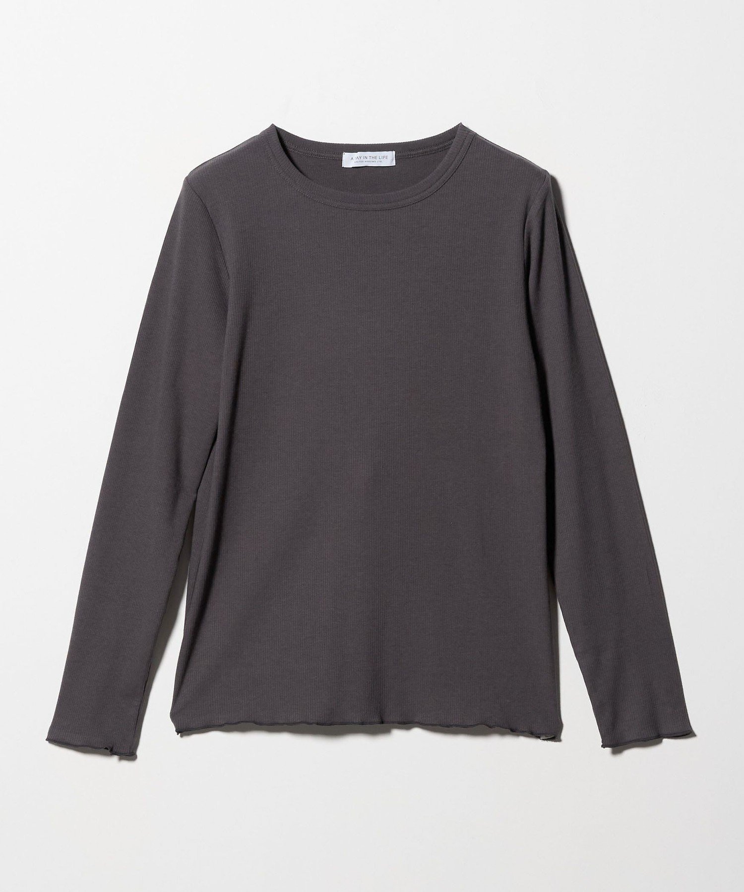 【ユナイテッドアローズ/UNITED ARROWS】のリブメロー クルーネックTシャツ A DAY IN THE LIFE インテリア・キッズ・メンズ・レディースファッション・服の通販 founy(ファニー) 　ファッション　Fashion　レディースファッション　Fashion for Women　トップス・カットソー　Cut & Sew Tops　シャツ・ブラウス・オフィスカジュアル　Elegant Blouses & Button-Ups　ロングTシャツ・Tシャツ　Longline T-Shirts & Tees　インナー　Innerwear　カットソー　Cut and Sewn Top　シンプル　Simple, Minimal　トレンド　Trend, Trending Now　長袖　Long Sleeve, Full Sleeve　ハイネック　High Neck, Mock Neck　バランス　Balance, Style Balance　フィット　Fit, Slim Fit　ロング　Long, Long-Length　アウトレット　Outlet / Clearance　おすすめ　Recommended / Our Picks　ビジネス 仕事 通勤　Business / Work / Commuting　DK.GRAY|ID: prp329100004792180 ipo3291000000034884198