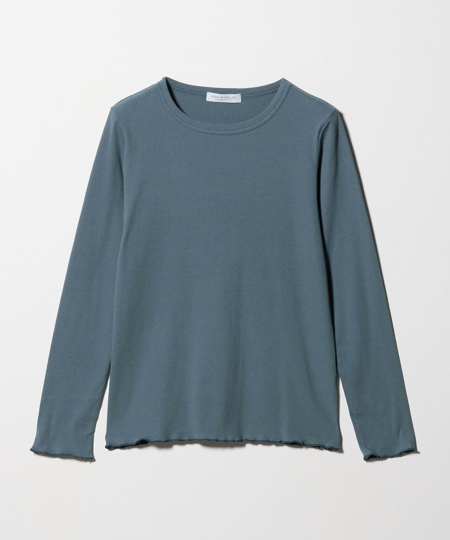 【ユナイテッドアローズ/UNITED ARROWS】のリブメロー クルーネックTシャツ A DAY IN THE LIFE インテリア・キッズ・メンズ・レディースファッション・服の通販 founy(ファニー) 　ファッション　Fashion　レディースファッション　Fashion for Women　トップス・カットソー　Cut & Sew Tops　シャツ・ブラウス・オフィスカジュアル　Elegant Blouses & Button-Ups　ロングTシャツ・Tシャツ　Longline T-Shirts & Tees　インナー　Innerwear　カットソー　Cut and Sewn Top　シンプル　Simple, Minimal　トレンド　Trend, Trending Now　長袖　Long Sleeve, Full Sleeve　ハイネック　High Neck, Mock Neck　バランス　Balance, Style Balance　フィット　Fit, Slim Fit　ロング　Long, Long-Length　アウトレット　Outlet / Clearance　おすすめ　Recommended / Our Picks　ビジネス 仕事 通勤　Business / Work / Commuting　TURQUOISE|ID: prp329100004792180 ipo3291000000034884199