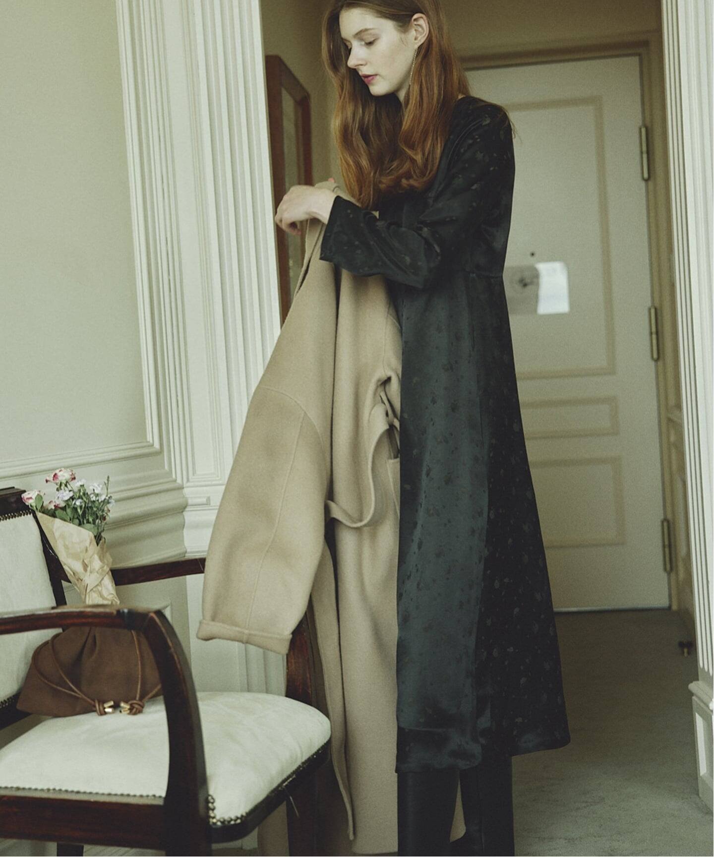 【スローブ イエナ/SLOBE IENA】のhabi フラワージャガードドレス インテリア・キッズ・メンズ・レディースファッション・服の通販 founy(ファニー) 　ファッション　Fashion　レディースファッション　Fashion for Women　ワンピース　Dresses　フォーマル・パーティードレス・結婚式用ドレス　Elegant & Casual Dresses　サテン　Satin, Glossy Fabric　ドレス　Dress, One-Piece　なめらか　Smooth, Silky Texture　バランス　Balance, Style Balance　フェミニン　Feminine, Girly　フレア　Flare, Flared　おすすめ　Recommended / Our Picks　エレガント 上品　Elegant　ホリデーシーズン　Holiday Season　結婚式　Wedding　2025年　2025　2025-2026秋冬・A/W　Autumn/Winter 2025–26 AW25–26　ブラック|ID: prp329100004792189 ipo3291000000035069141