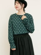 【サマンサモスモス/Samansa Mos2】のリップル柄アソート袖シャーリングカットソー グリーン|ID: prp329100004792203 ipo3291000000034771264