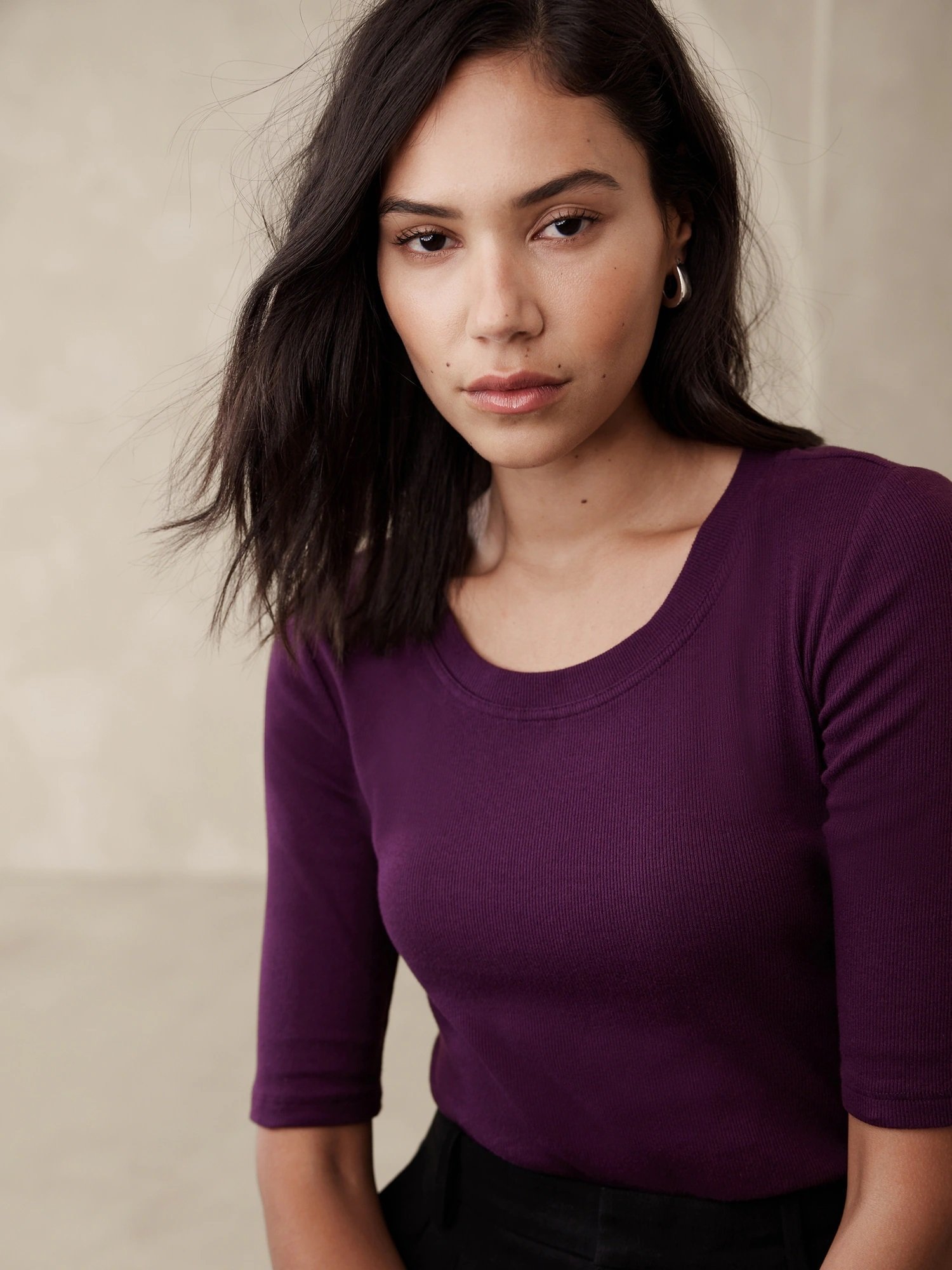 【バナナリパブリック ファクトリーストア/BANANA REPUBLIC FACTORY STORE】のBANANA REPUBLIC FACTORY STORE リブTシャツ インテリア・キッズ・メンズ・レディースファッション・服の通販 founy(ファニー) 　ファッション　Fashion　レディースファッション　Fashion for Women　トップス・カットソー　Cut & Sew Tops　シャツ・ブラウス・オフィスカジュアル　Elegant Blouses & Button-Ups　ロングTシャツ・Tシャツ　Longline T-Shirts & Tees　インナー　Innerwear　ジャケット　Jacket, Outerwear　デコルテ　Décolleté, Neckline　ベーシック　Basic, Essential　NEW_PINOT_NOIR|ID: prp329100004792208 ipo3291000000034919829