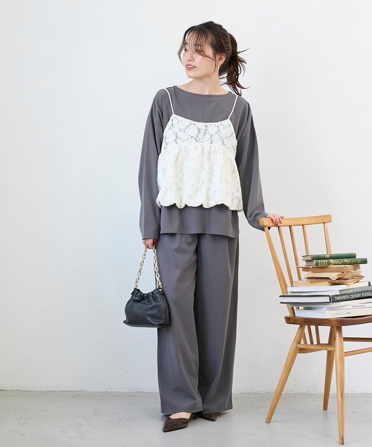 【ルクールブラン/le.coeur blanc】の《WEB限定アイテム》2点セット ライトジョーゼットセットアップ 人気、トレンドファッション・服の通販 founy(ファニー) 　ファッション　Fashion　レディースファッション　Fashion for Women　セットアップ　Matching Sets　カットソー　Cut and Sewn Top　シンプル　Simple, Minimal　ジョーゼット　Georgette, Semi-Sheer Fabric　センター　Center, Center Line　フォーマル　Formal, Dressy　ワイド　Wide, Wide Fit　エレガント 上品　Elegant　入学式　Entrance Ceremony　切替　Switching, Contrast Panel　卒業式　Graduation Ceremony　 other-1|ID: prp329100004792225 ipo3291000000034771389