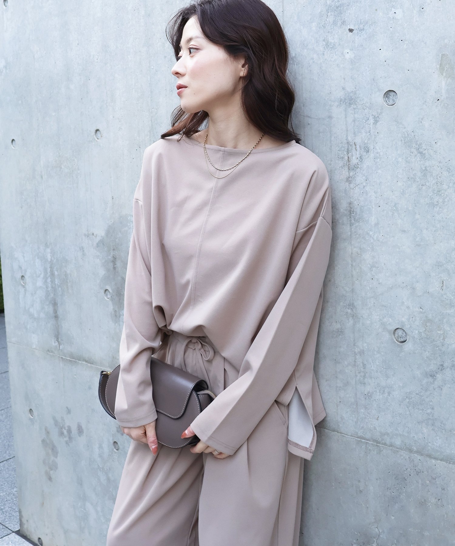 【ルクールブラン/le.coeur blanc】の《WEB限定アイテム》2点セット ライトジョーゼットセットアップ インテリア・キッズ・メンズ・レディースファッション・服の通販 founy(ファニー) 　ファッション　Fashion　レディースファッション　Fashion for Women　セットアップ　Matching Sets　カットソー　Cut and Sewn Top　シンプル　Simple, Minimal　ジョーゼット　Georgette, Semi-Sheer Fabric　センター　Center, Center Line　フォーマル　Formal, Dressy　ワイド　Wide, Wide Fit　エレガント 上品　Elegant　入学式　Entrance Ceremony　切替　Switching, Contrast Panel　卒業式　Graduation Ceremony　ベージュ|ID: prp329100004792225 ipo3291000000034771392