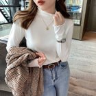 【ココモモ/COCOMOMO】のストレッチカットソー フリルネックロンT ハイネック 配色 バイカラー 長袖 ホワイト|ID: prp329100004792226 ipo3291000000034771393