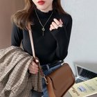 【ココモモ/COCOMOMO】のストレッチカットソー フリルネックロンT ハイネック 配色 バイカラー 長袖 ブラック|ID: prp329100004792226 ipo3291000000034771398