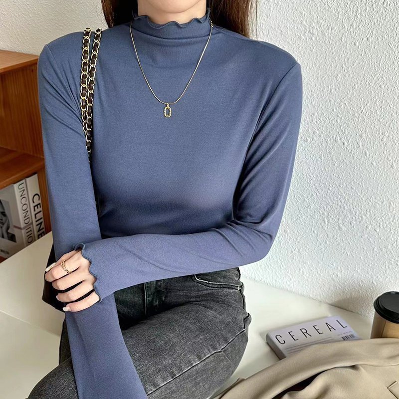 【ココモモ/COCOMOMO】のストレッチカットソー フリルネックロンT ハイネック 配色 バイカラー 長袖 インテリア・キッズ・メンズ・レディースファッション・服の通販 founy(ファニー) ファッション Fashion レディースファッション Fashion for Women トップス・カットソー Cut & Sew Tops ロングTシャツ・Tシャツ Longline T-Shirts & Tees カットソー・ベーシックTシャツ Cut-and-Sewn Tops / Stretch Tees & Basics インナー Innerwear オレンジ Orange カットソー Cut and Sewn Top ハイネック High Neck, Mock Neck 無地 Plain, Solid Color 長袖 Long Sleeve, Full Sleeve ブルー|ID: prp329100004792226 ipo3291000000034771399