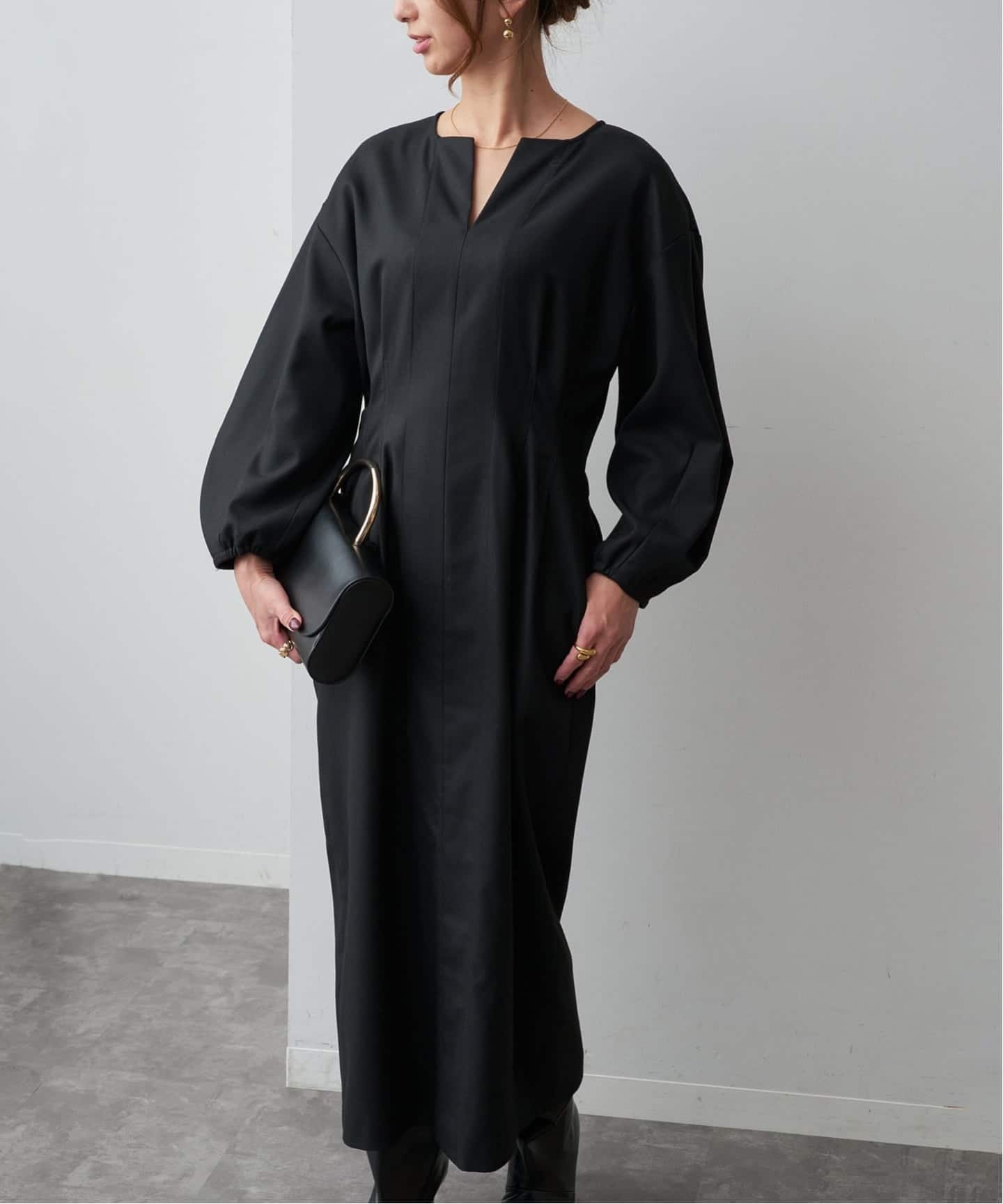 【ヴェルメイユ パー イエナ/VERMEIL par iena】の《追加3》P/Ryツイルウエストシェイプワンピース インテリア・キッズ・メンズ・レディースファッション・服の通販 founy(ファニー) 　ファッション　Fashion　レディースファッション　Fashion for Women　ワンピース　Dresses　2025年　2025　2025-2026秋冬・A/W　Autumn/Winter 2025–26 AW25–26　おすすめ　Recommended / Our Picks　シェイプ　Shape, Slim Fit　スリーブ　Sleeve, Long Sleeve / Short Sleeve　セレモニー　Ceremony　ツイル　Twist, Twisted Detail　フェミニン　Feminine, Girly　フラット　Flat, Flat Shoes　ブラック|ID: prp329100004792240 ipo3291000000034977115