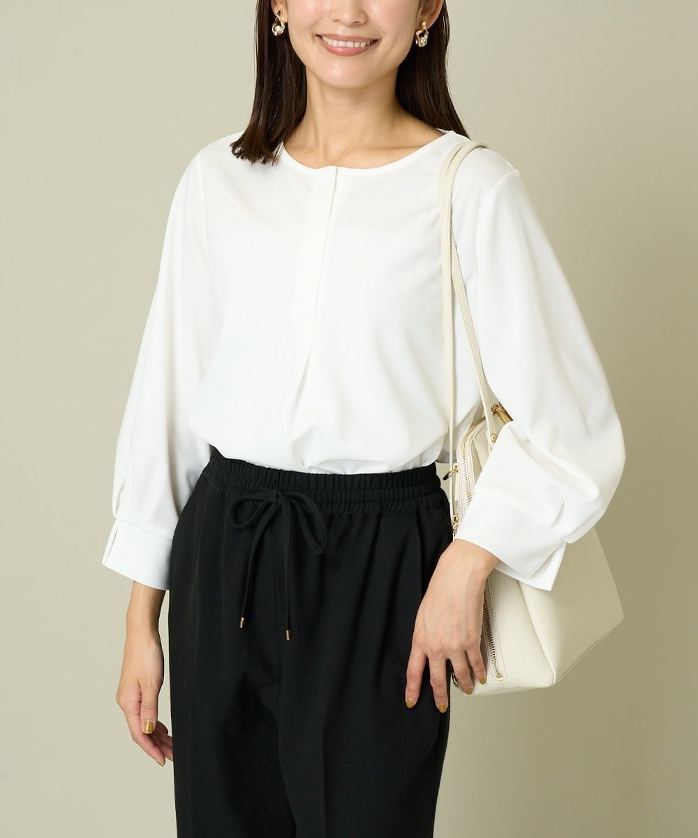 【アー ヴェー ヴェー/a.v.v】のキーネックタックスリーブトップス インテリア・キッズ・メンズ・レディースファッション・服の通販 founy(ファニー) 　ファッション　Fashion　レディースファッション　Fashion for Women　トップス・カットソー　Cut & Sew Tops　おすすめ　Recommended / Our Picks　カットソー　Cut and Sewn Top　ジョーゼット　Georgette, Semi-Sheer Fabric　再入荷　Restock / Back in Stock　ビジネス 仕事 通勤　Business / Work / Commuting　ホワイト|ID: prp329100004792260 ipo3291000000034771637