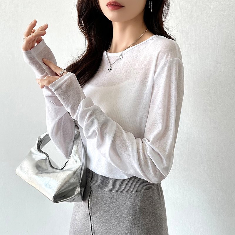 【ココモモ/COCOMOMO】の選べる2タイプ シアーカットソー シアートップス ロンt トップス 長袖 五分袖 インテリア・キッズ・メンズ・レディースファッション・服の通販 founy(ファニー) ファッション Fashion レディースファッション Fashion for Women トップス・カットソー Cut & Sew Tops ロングTシャツ・Tシャツ Longline T-Shirts & Tees カットソー・ベーシックTシャツ Cut-and-Sewn Tops / Stretch Tees & Basics シアー Sheer, See-Through スウェット / スエット Sweatshirt, Sweatwear セーター Sweater, Knitwear 夏 Summer 水着 Swimsuit, Swimwear 長袖 Long Sleeve, Full Sleeve 長袖・ホワイト|ID: prp329100004792314 ipo3291000000034889018